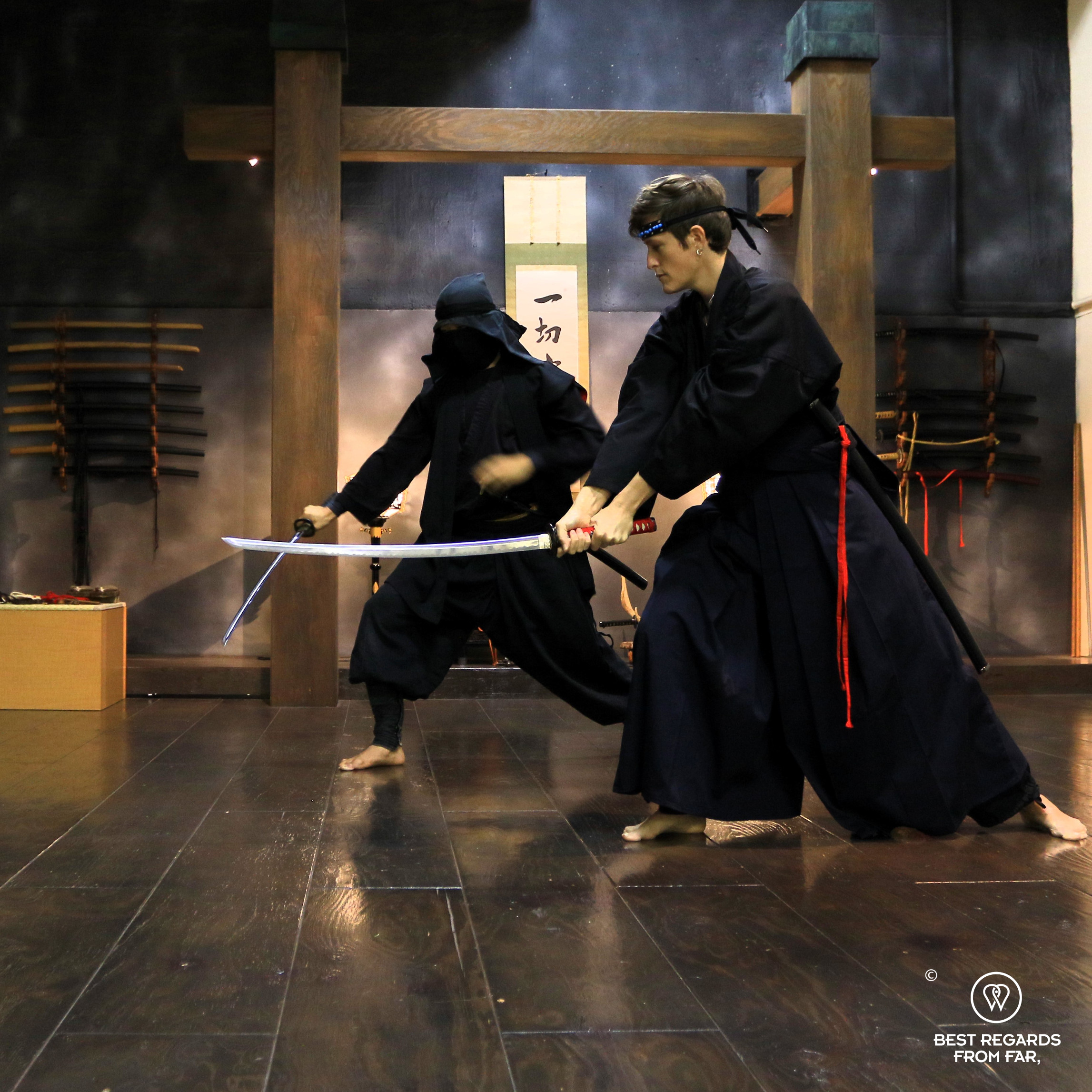 Katana practice during the Musashi clan ninja workshop