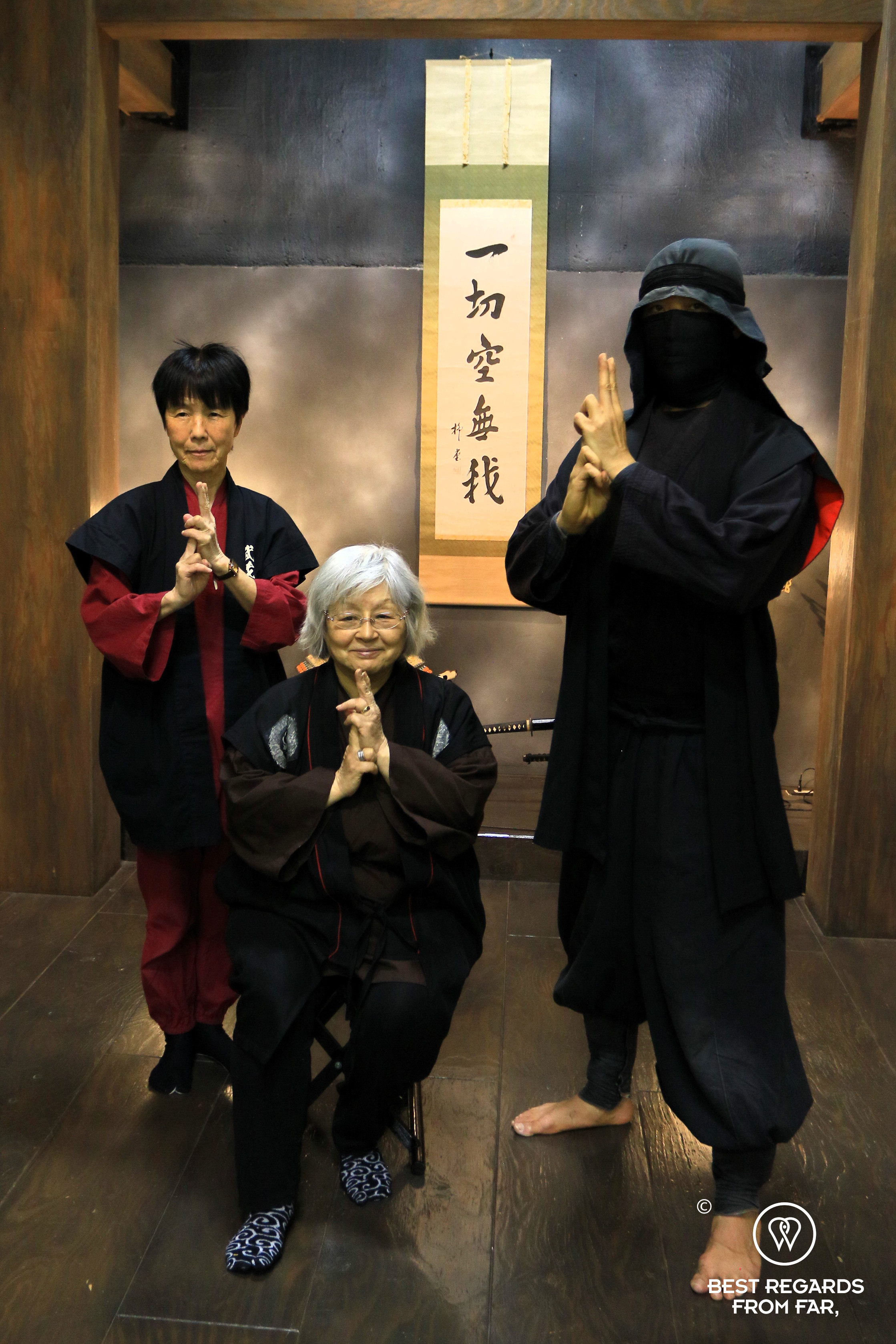 Suzak, head of the Musashi ninja & samurai clan, with Sagami ninja master