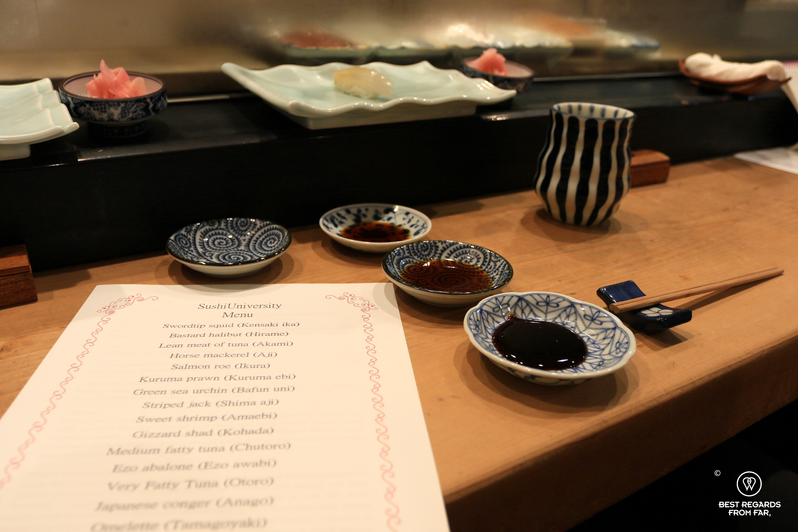 Sushi University menu, Tokyo