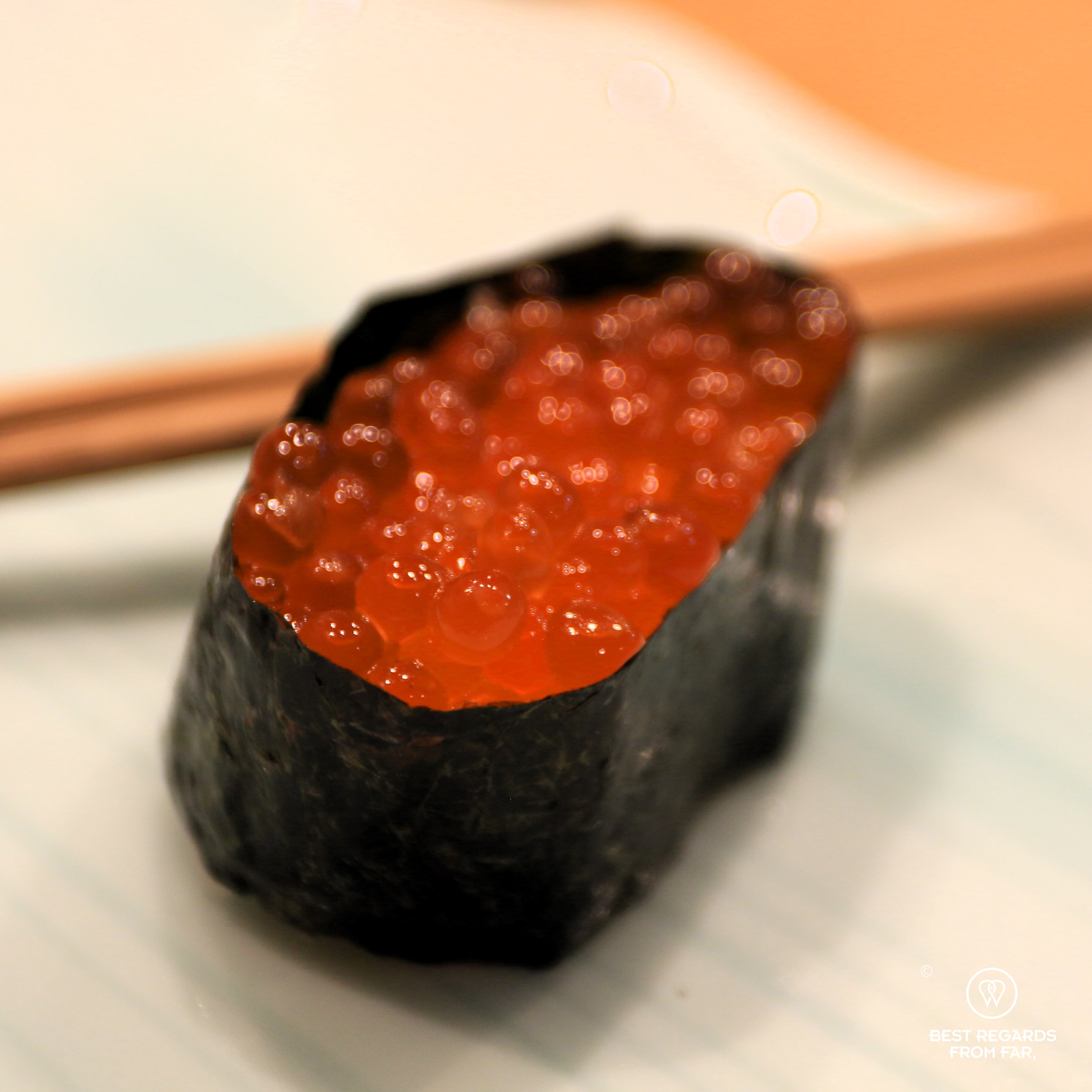 Salmon roe sushi (ikura)
