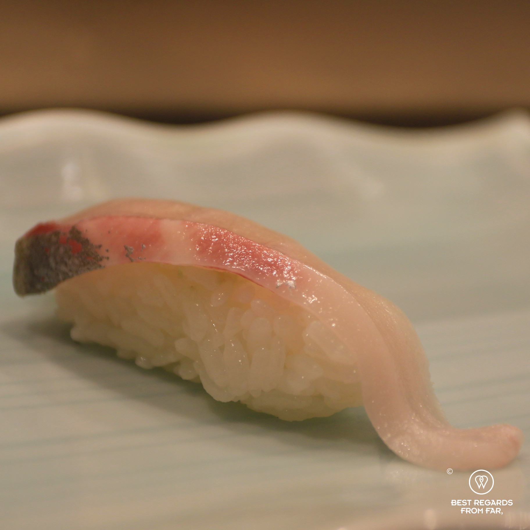 Striped jack sushi (shima aji)