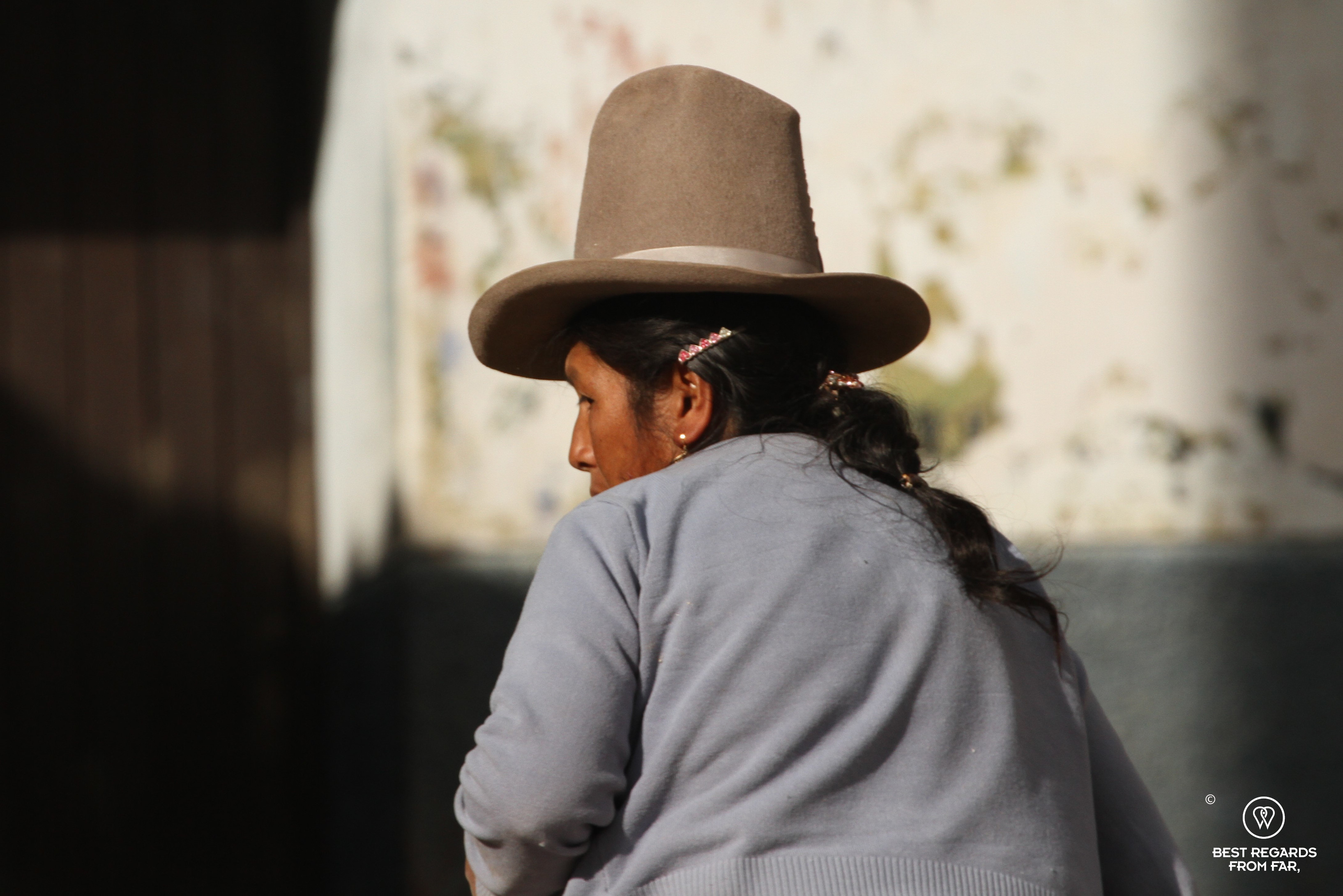 Cordillera Blanca, woman with a traditional hat, Huaypan, Peru