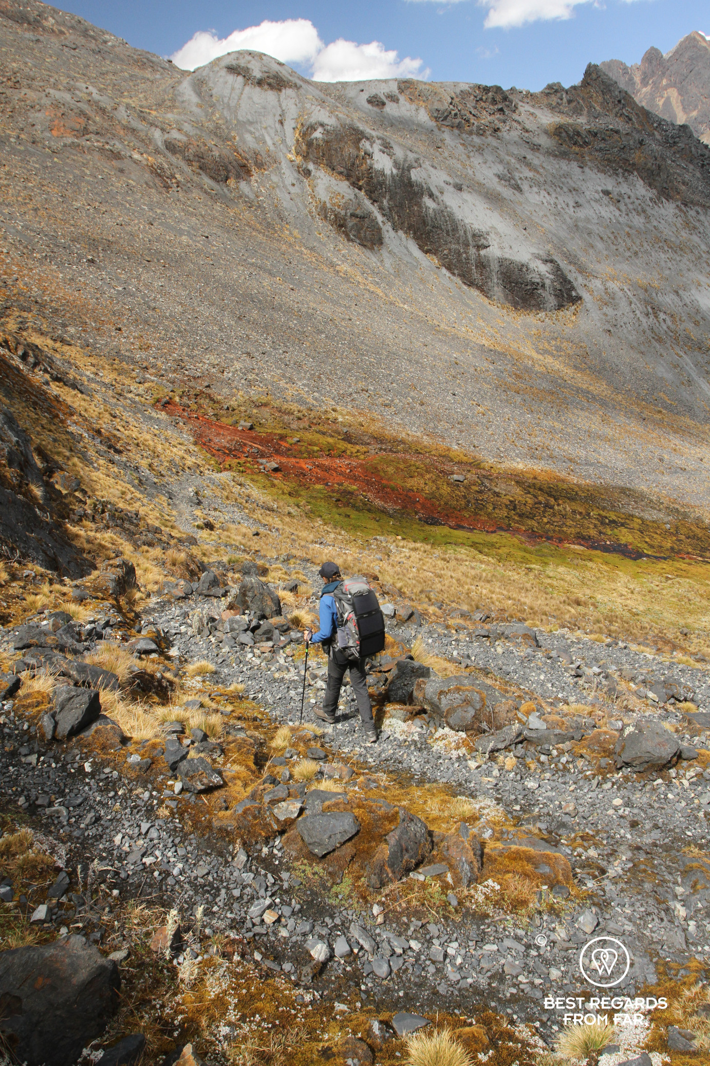 Trekking from Mirador de Avalanchas to Ulta Valley, Cordillera Blanca, Peru