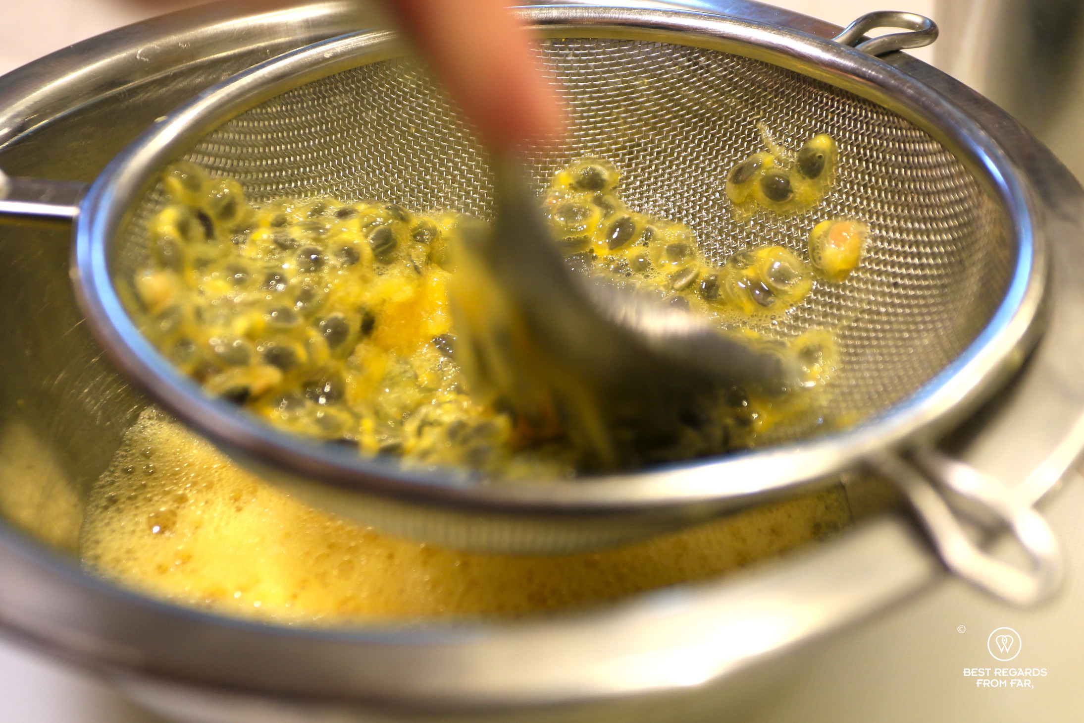 Preparing a Maracuja Pisco Sour, Peruvian Cusco Flavors