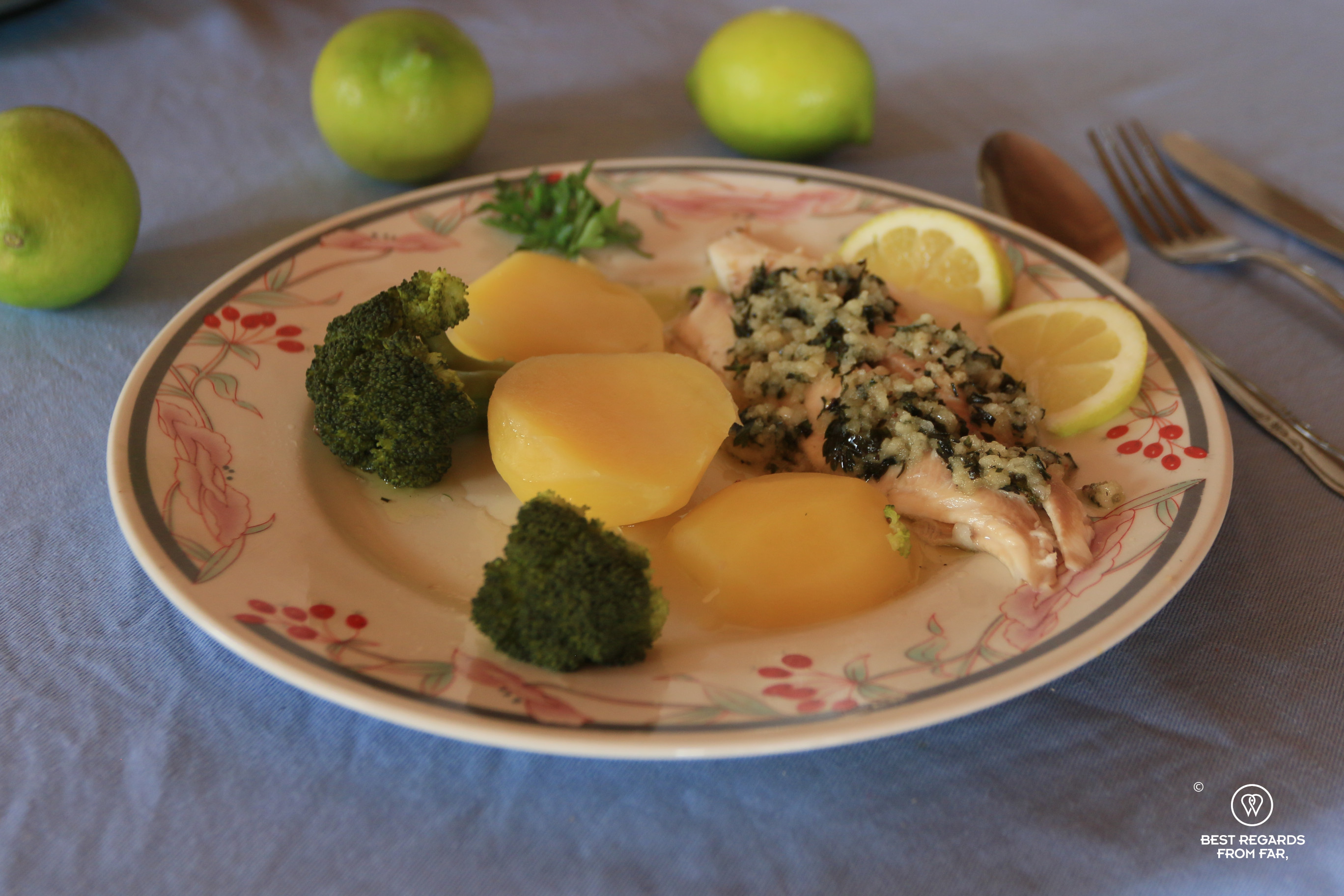 The traditional "garlic trout", Peru