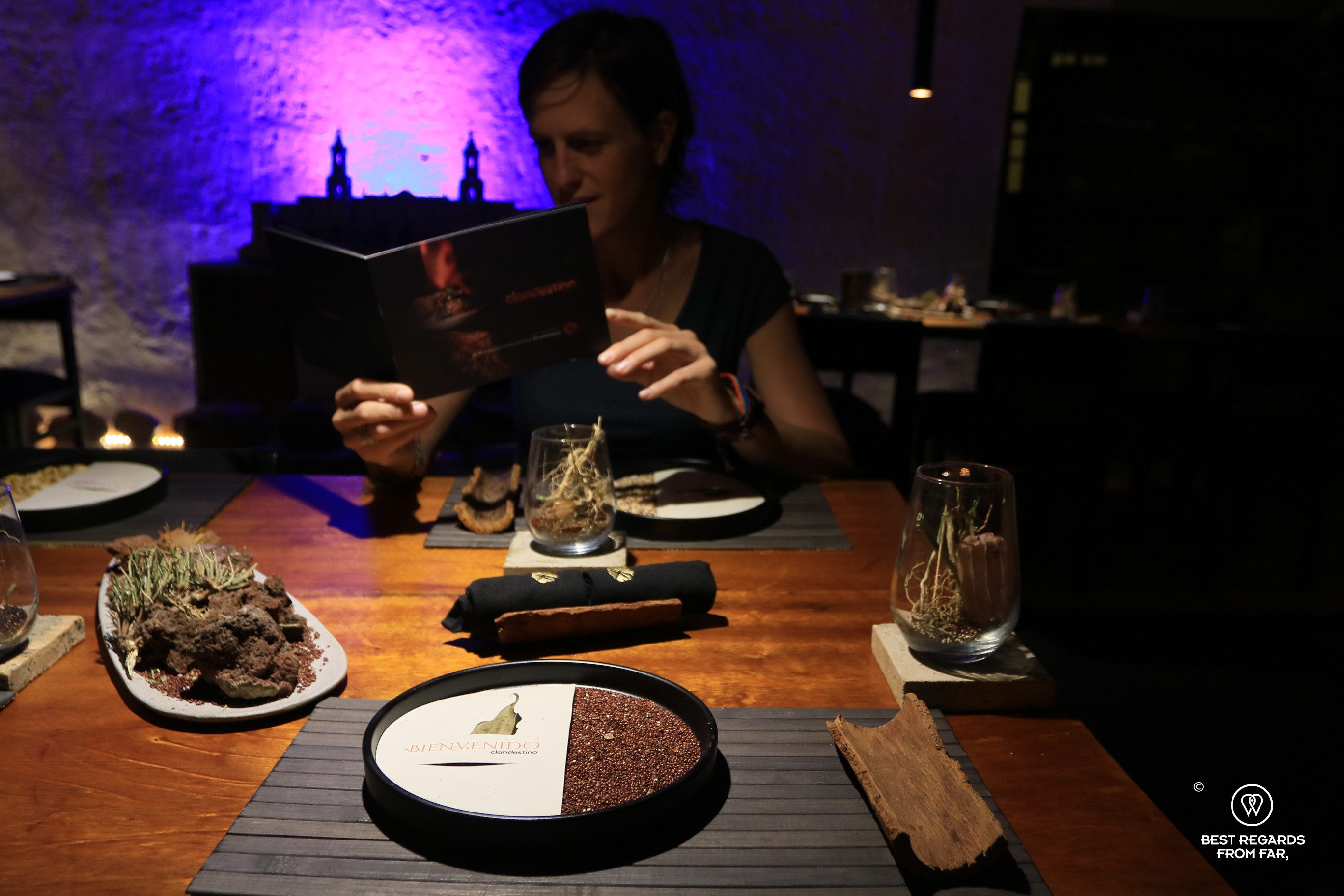 Author Marcella van Alphen at Clandestino restaurant in Arequipa