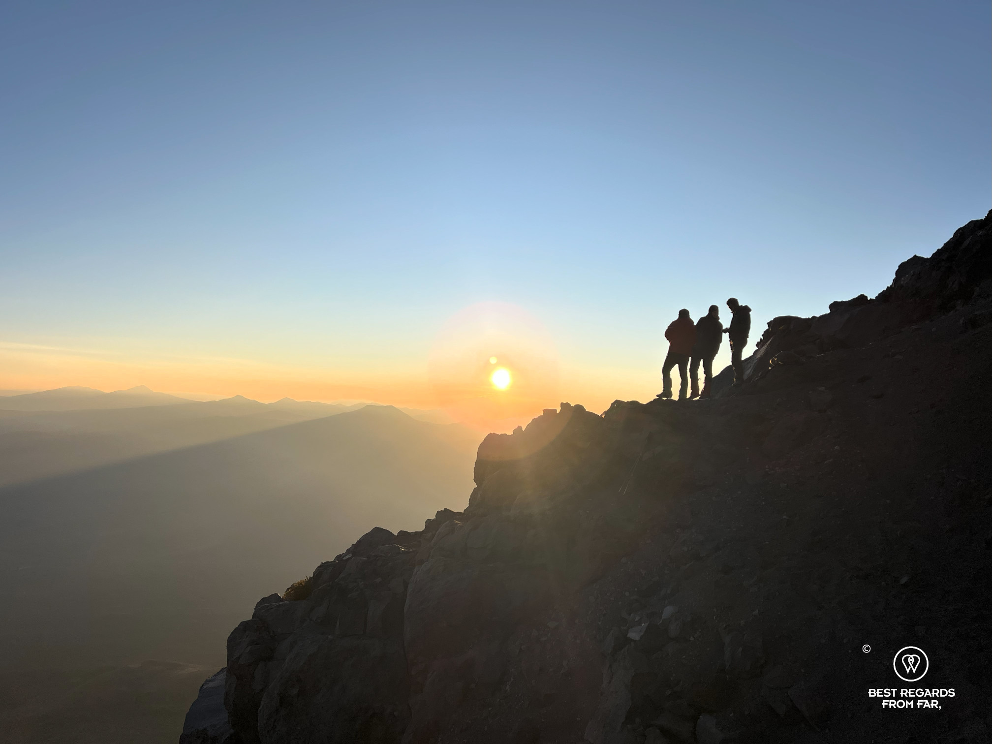 The sun rising at dawn on the Misti Volcano trek
