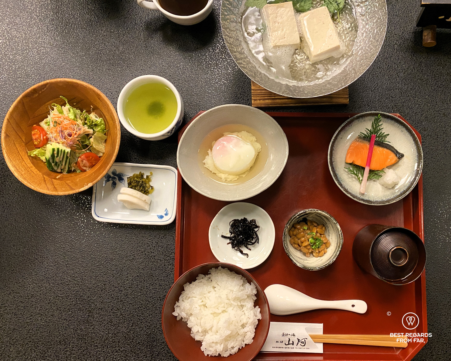 Japanese breakfast in a ryokan, Kurokawa