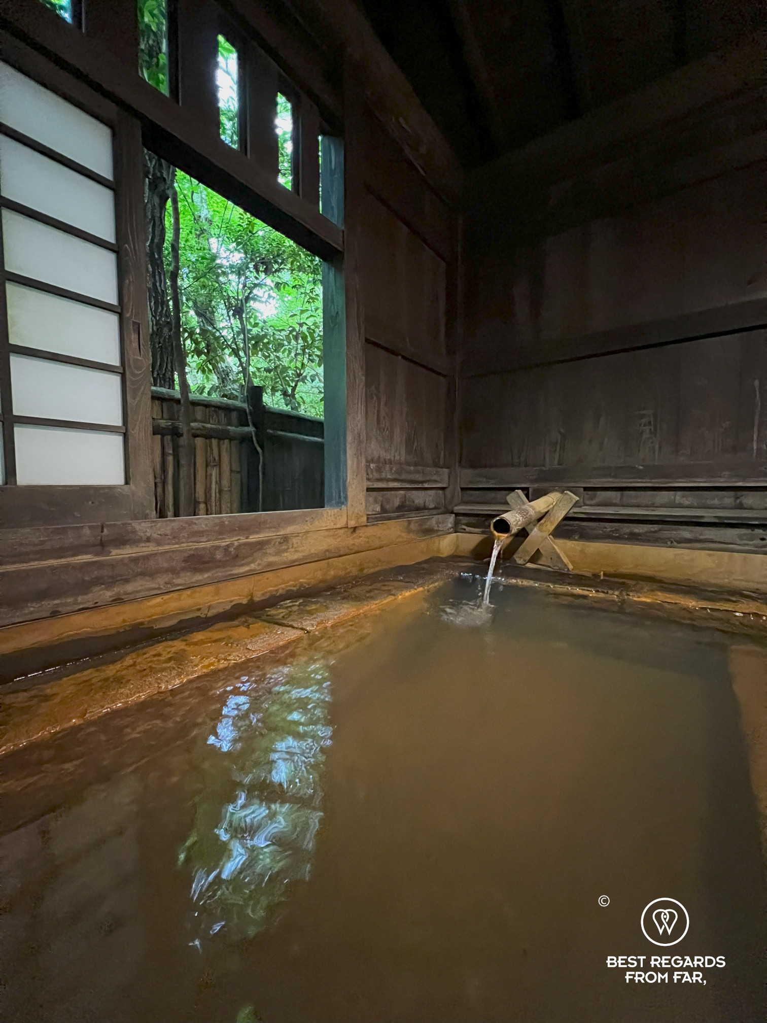 Indoor onsen in a ryokan of Kurokawa