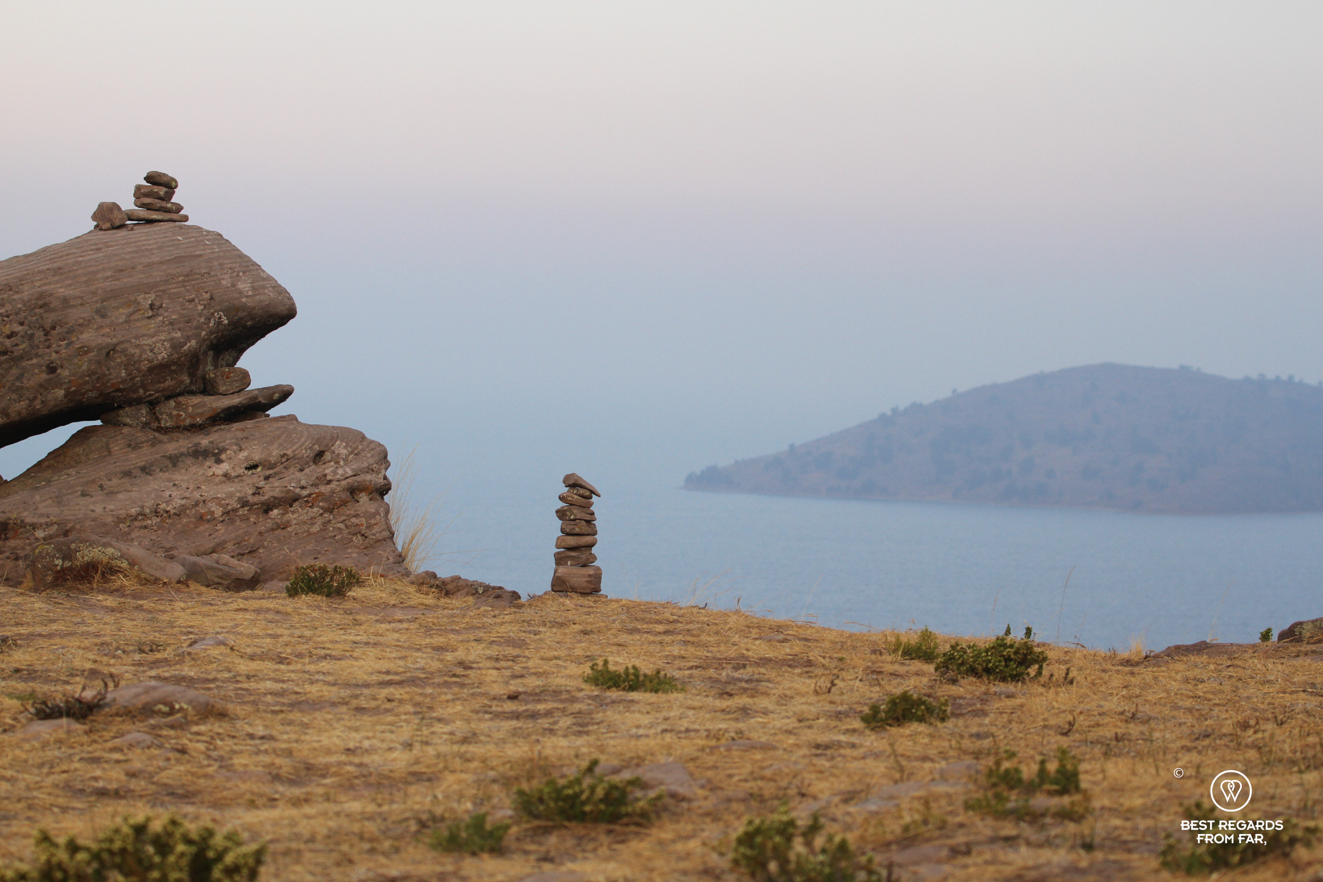 Mirador on the Llachon Peninsula, Lake Titicaca at sunset