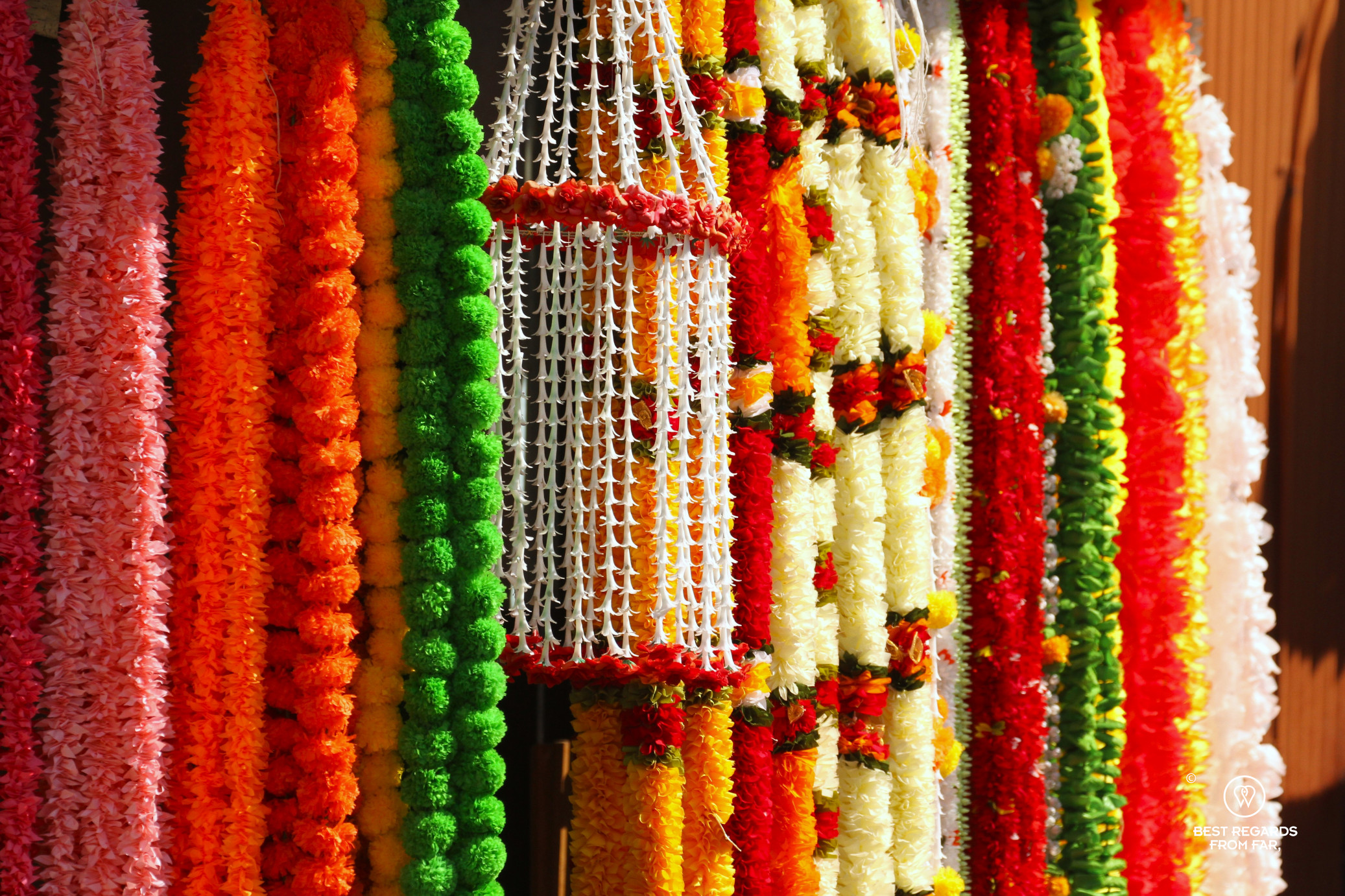 Flowers crowns in Little India in George Town in Penang.
