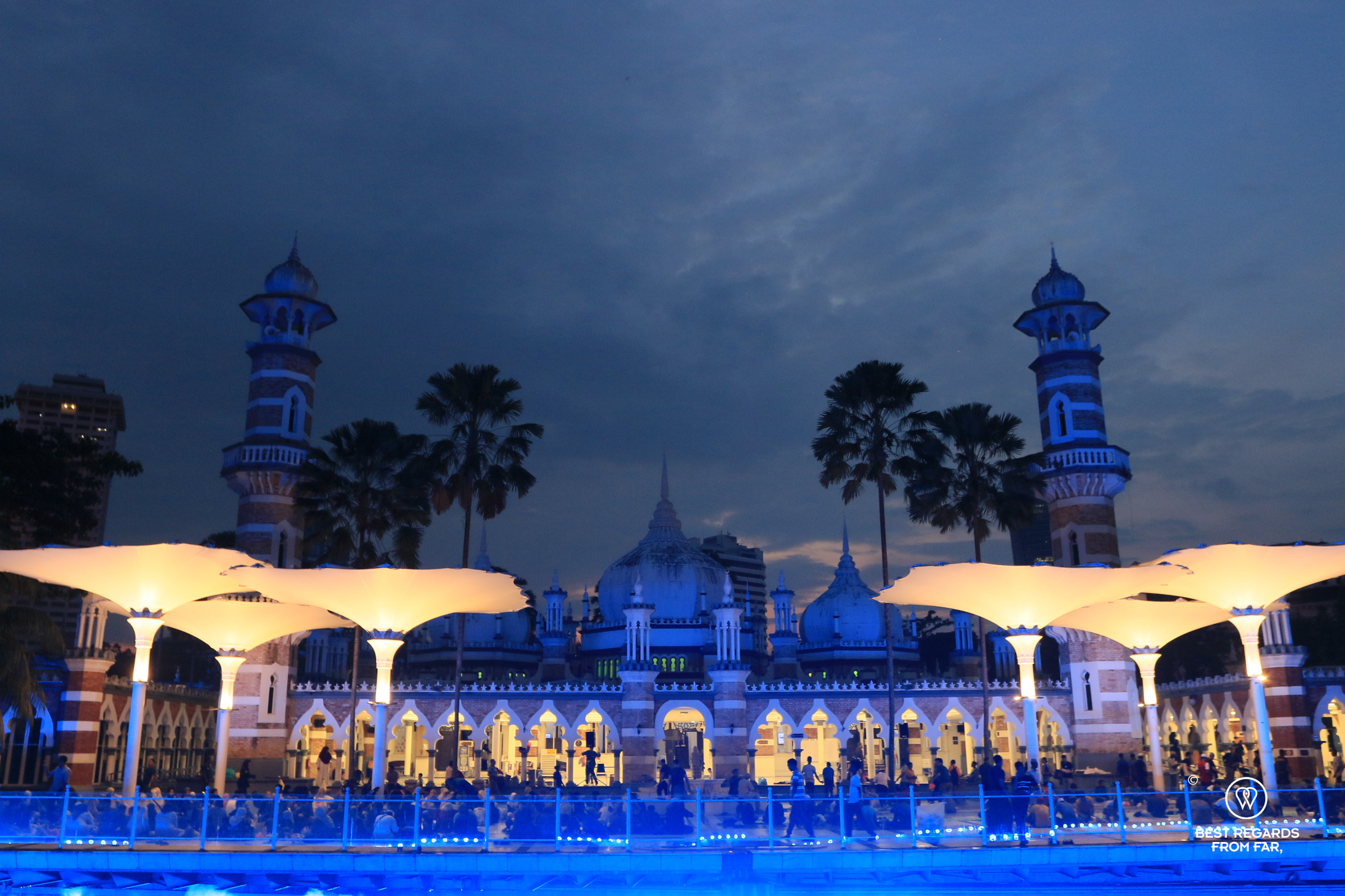 Masjid Jamek by night, Kuala Lumpur, Malaysia