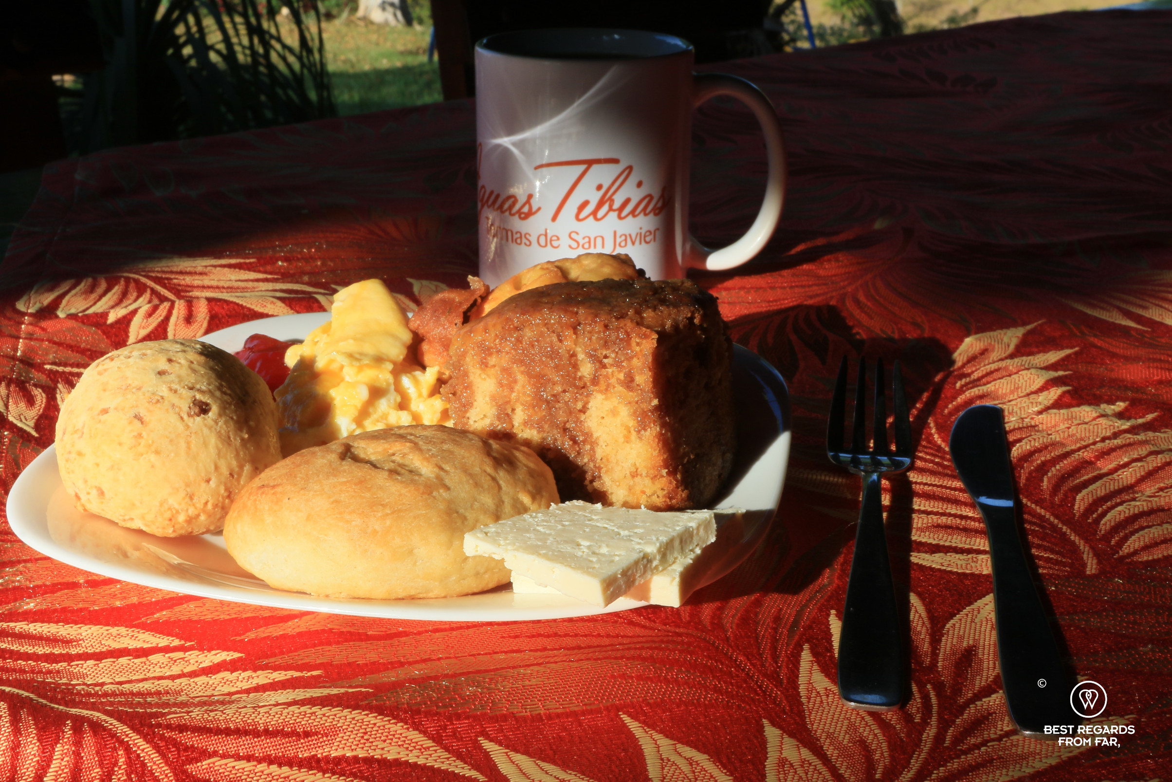 Homemade Bolivian breads at Aguas Tibias.