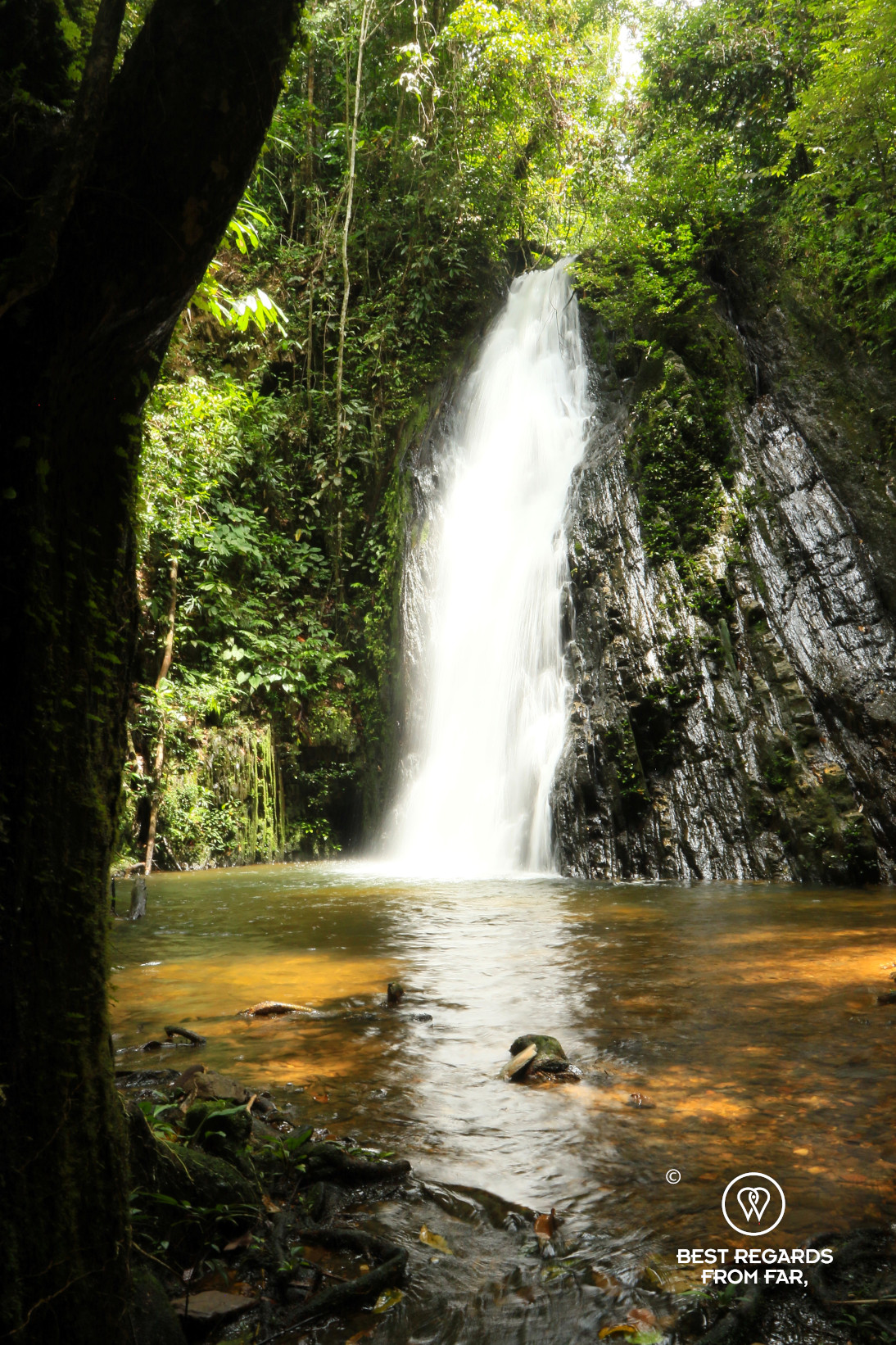 Stunning waterfall hidden in the jungle of Borneo.