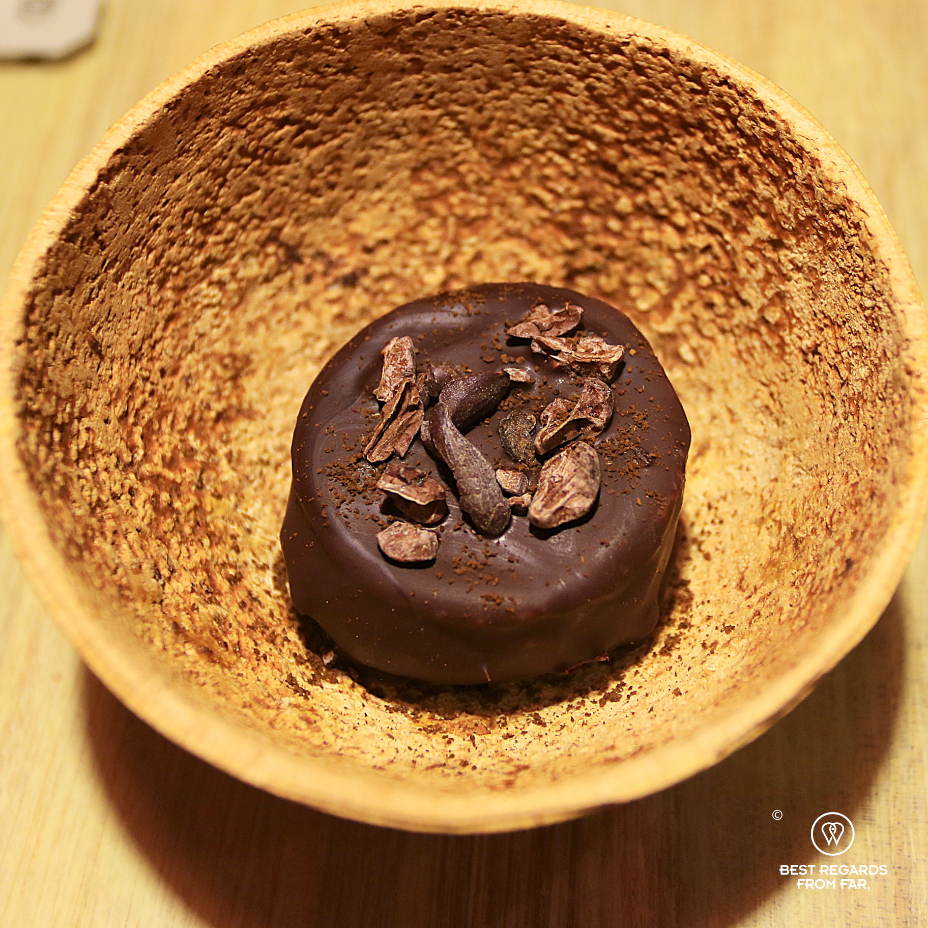 Bolivian chocolate and coffee dessert at Ali Pacha restaurant in La Paz.