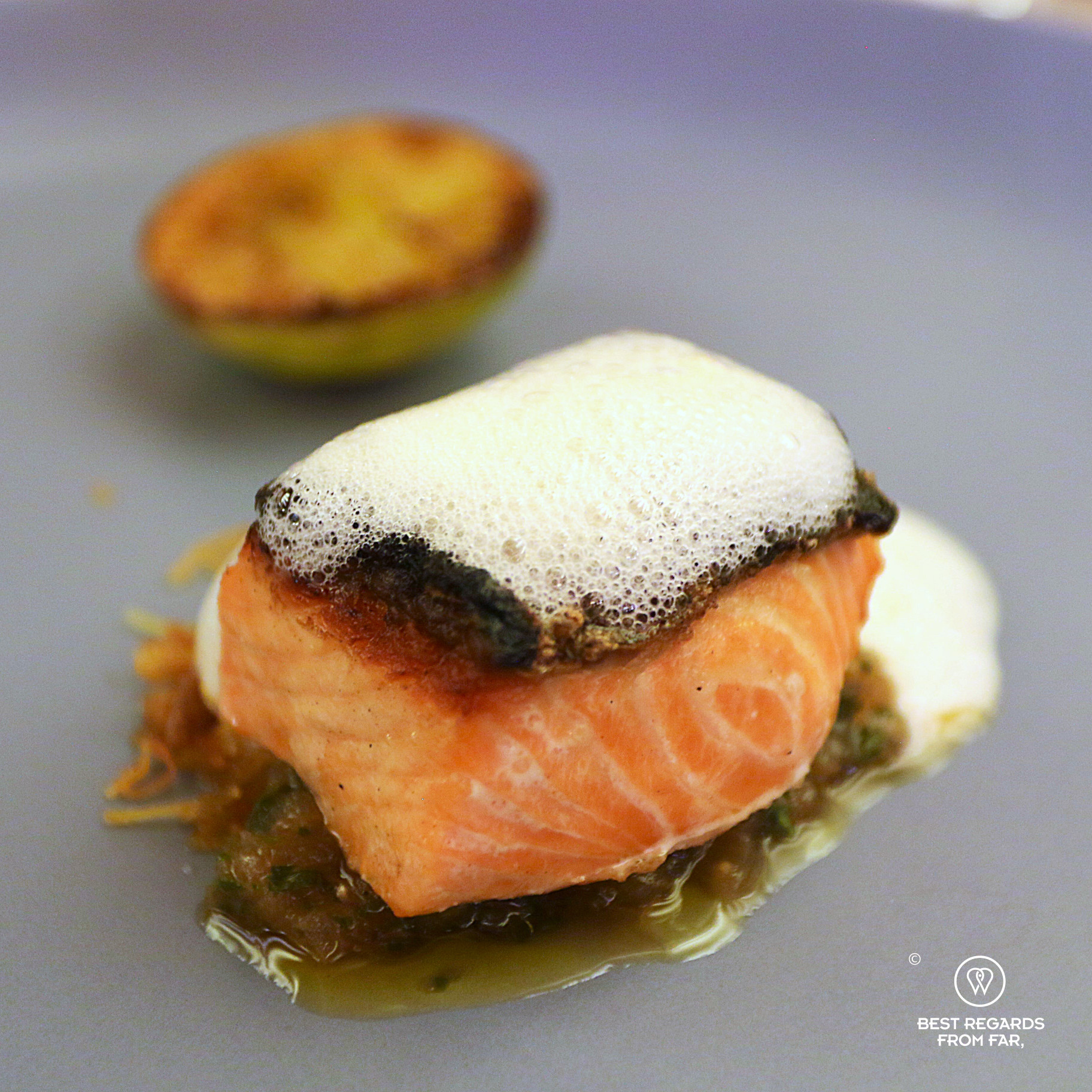 Salmon at Ancestral restaurant in La Paz.