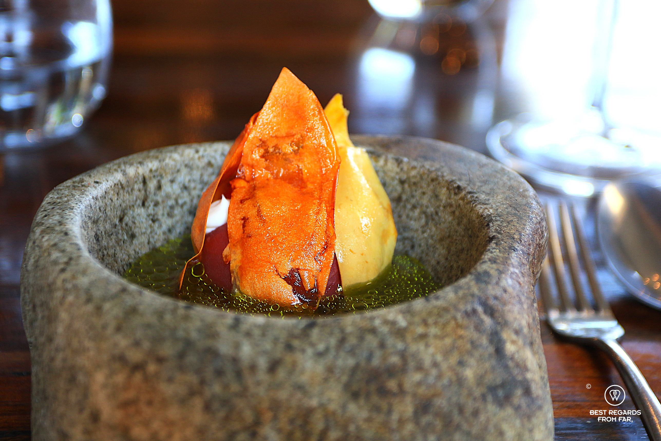 Tomato dish at Gustu restaurant in La Paz.
