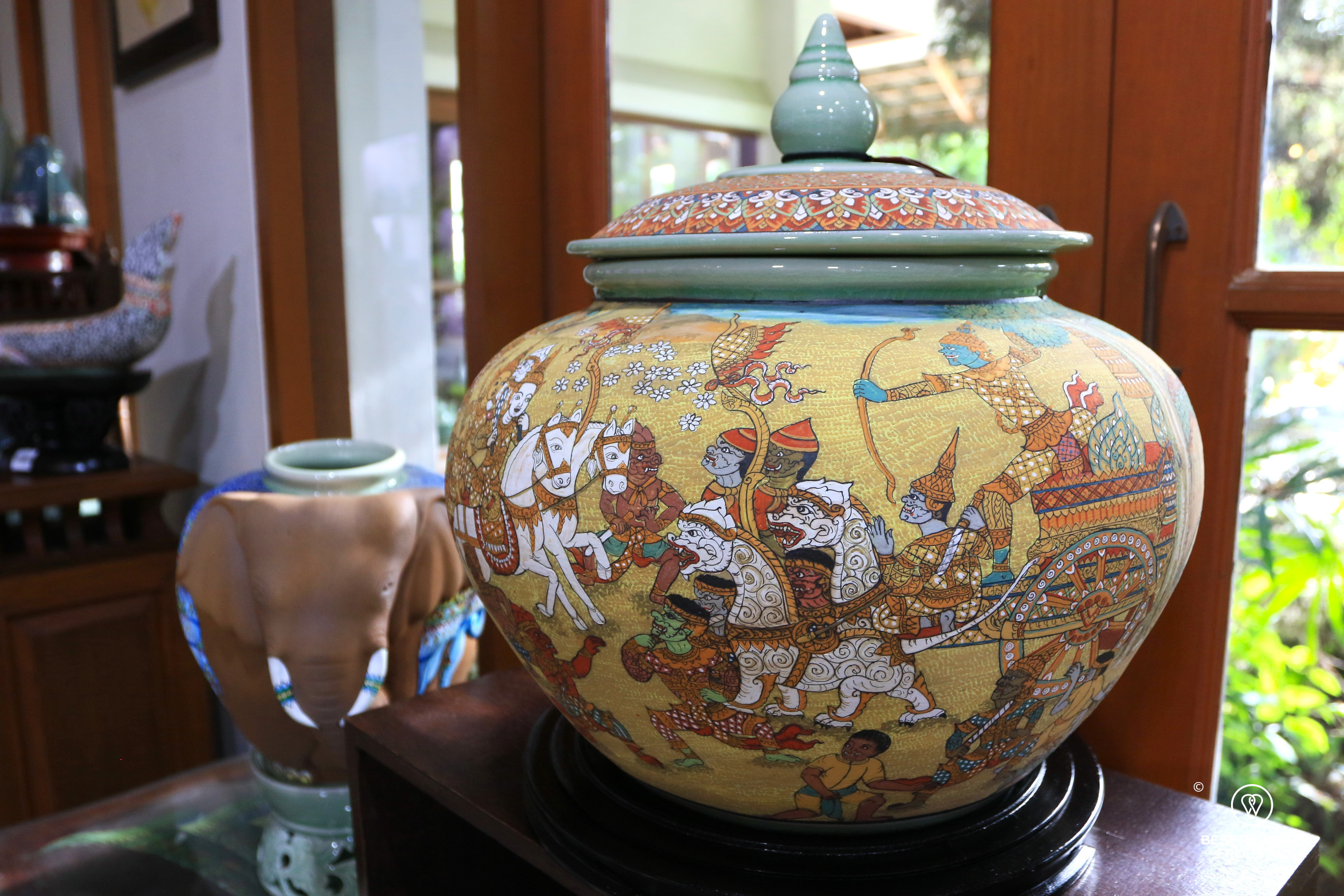 Hand painted celadon ceramics.