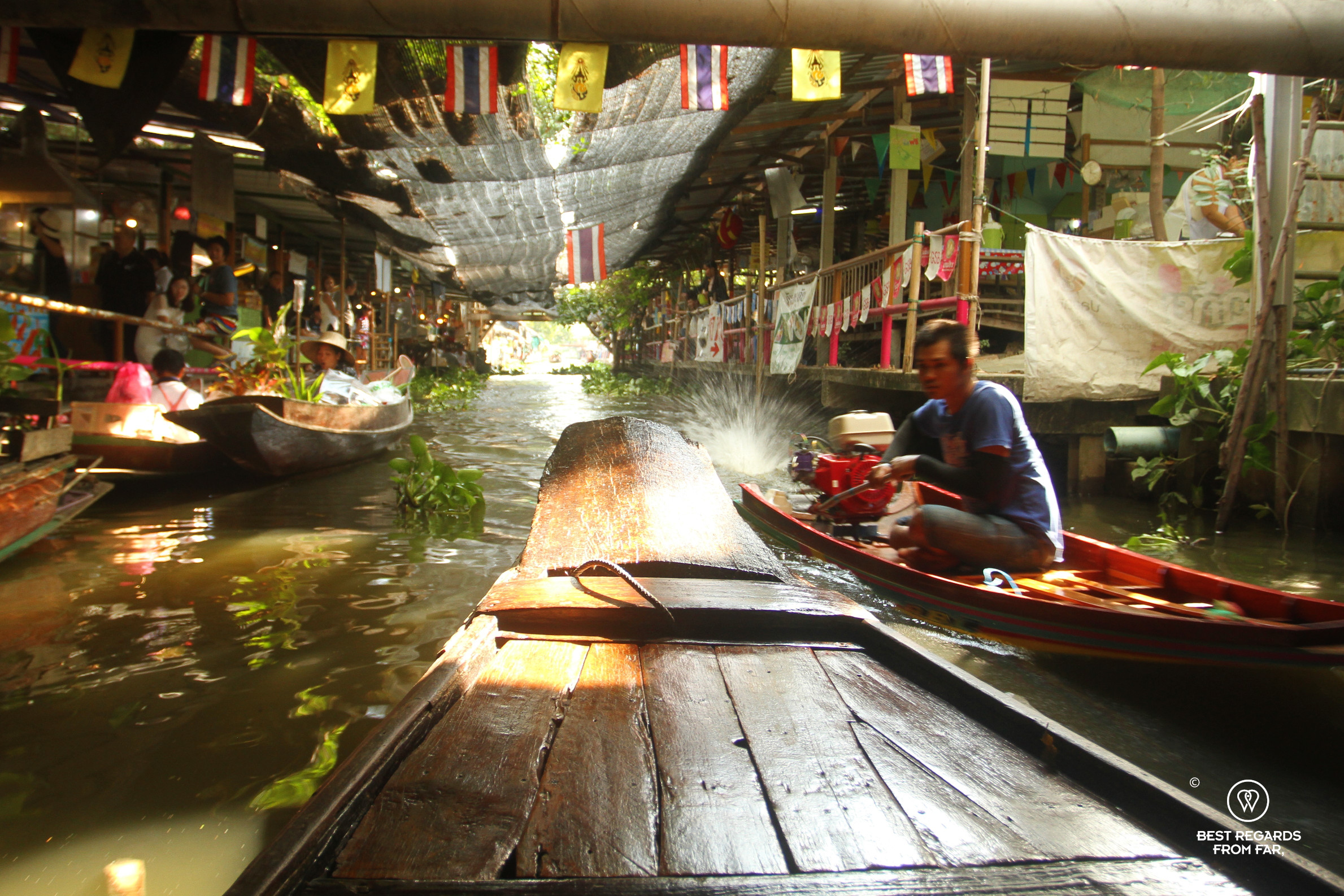 On a boat at Klong Lat Mayom floating market in Bangkok.