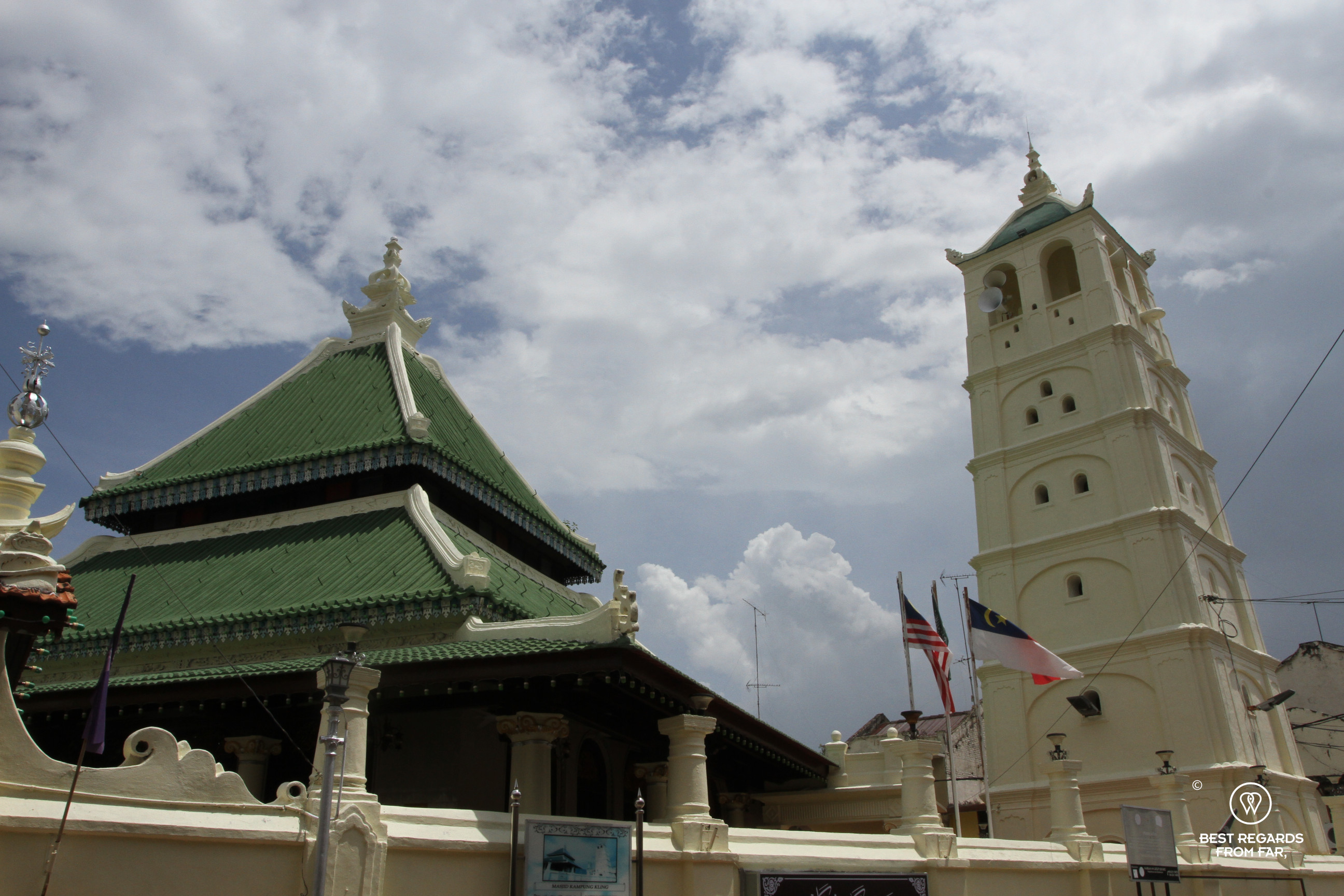 Green roof of the Kampung Kling Mosque in Malacca.