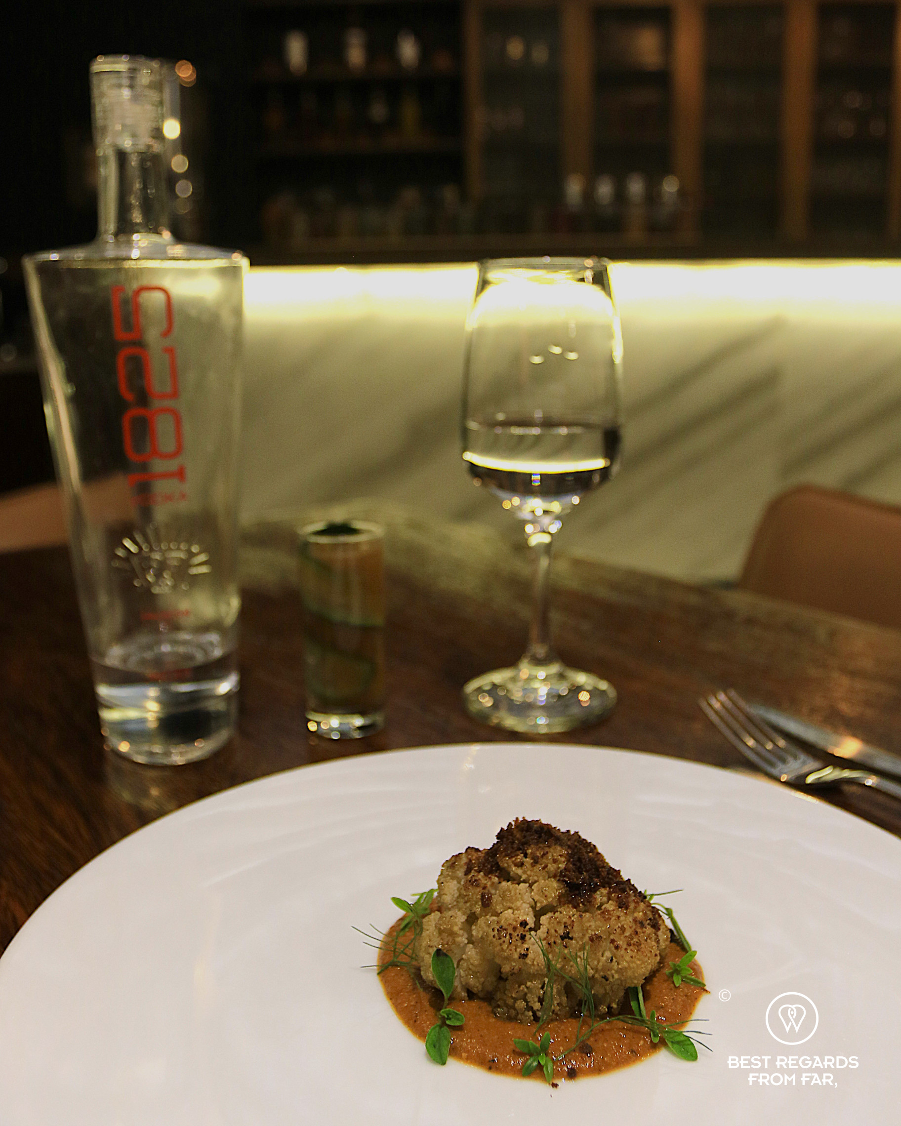 Cauliflower and vodka at Proyecto Nativa restaurant in La Paz.