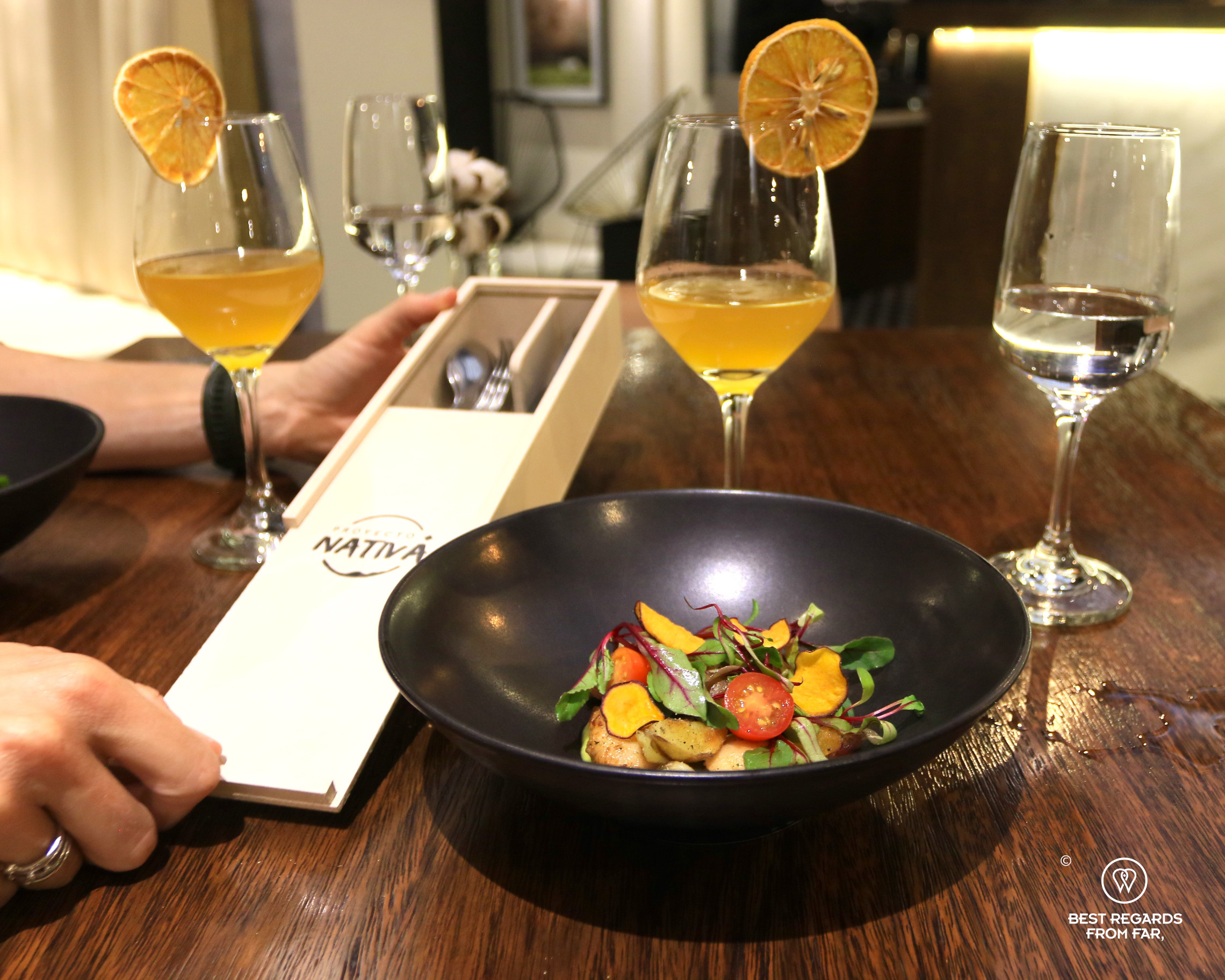 Paiche fish with avocado leche de tigre at Proyecto Nativa restaurant in La Paz.