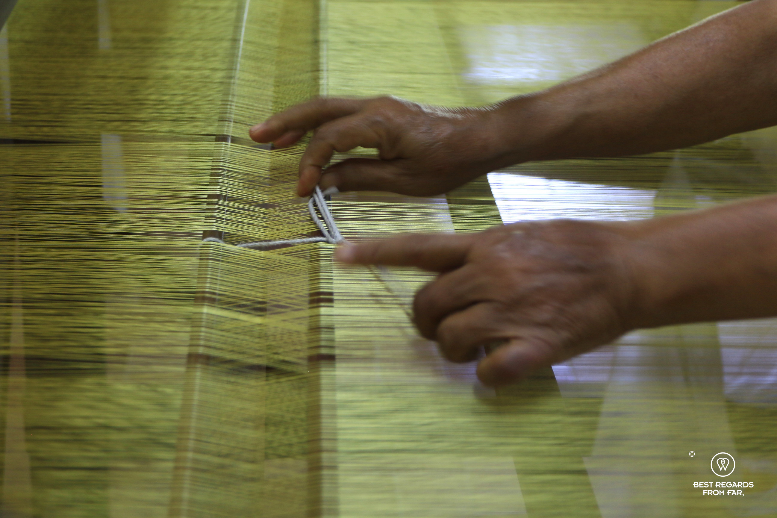 Silk weaving.