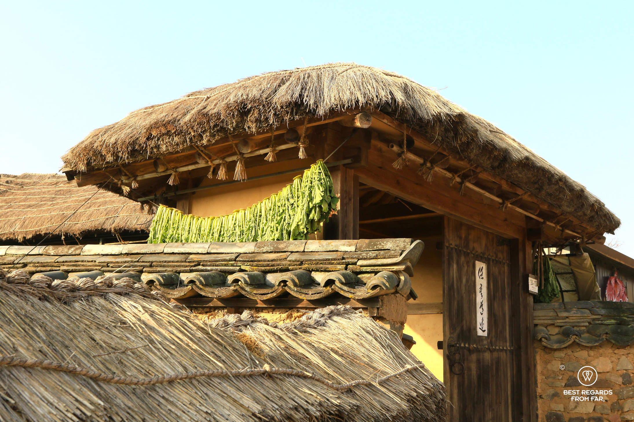 Traditional hanok houses in Hahoe folk village, South Korea.
