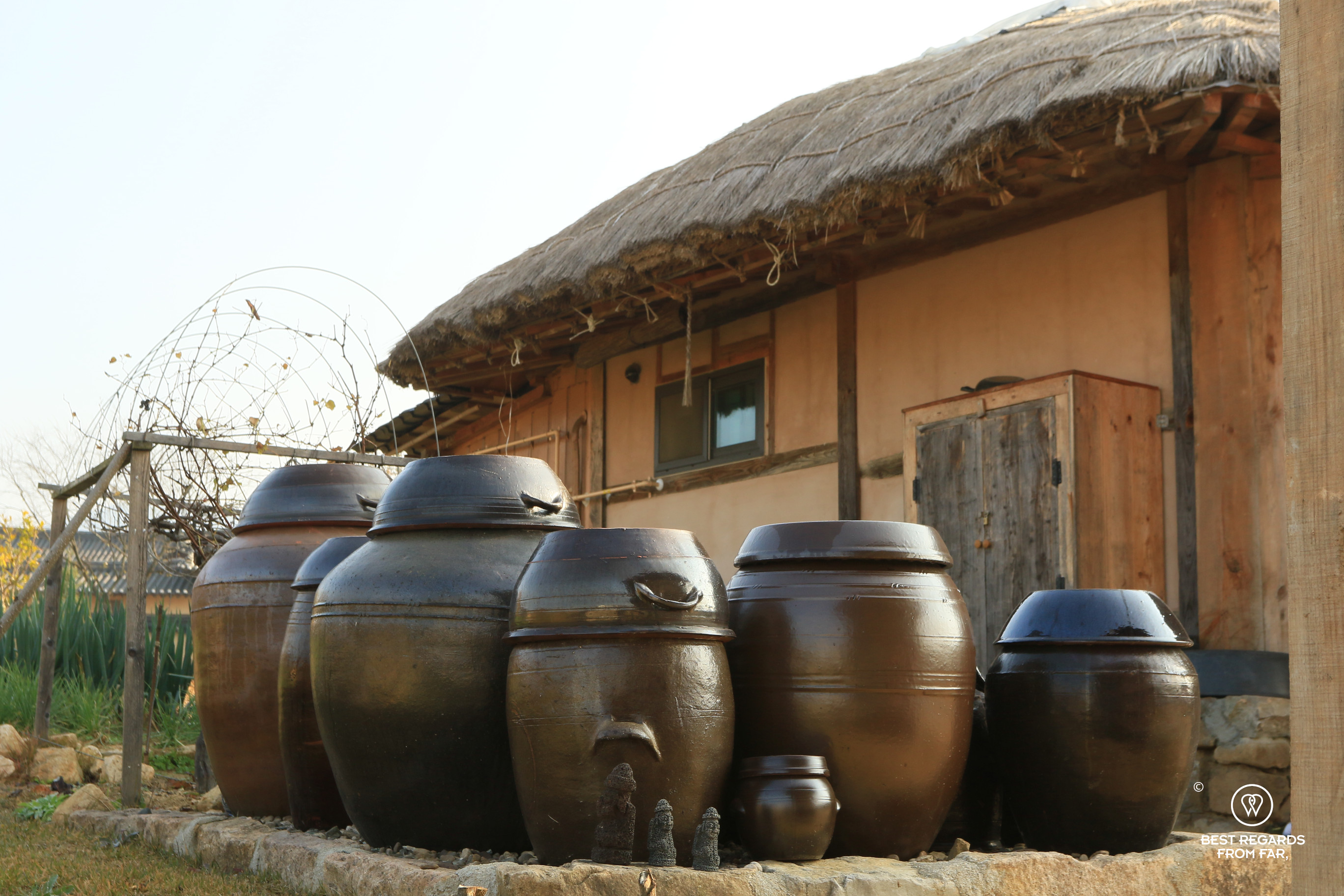 Kimchi jars in Hahoe folk village.