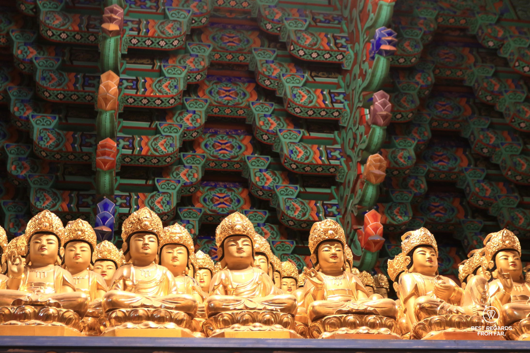 Statues in the Prayer Hall, Naksansa temple, South Korea.