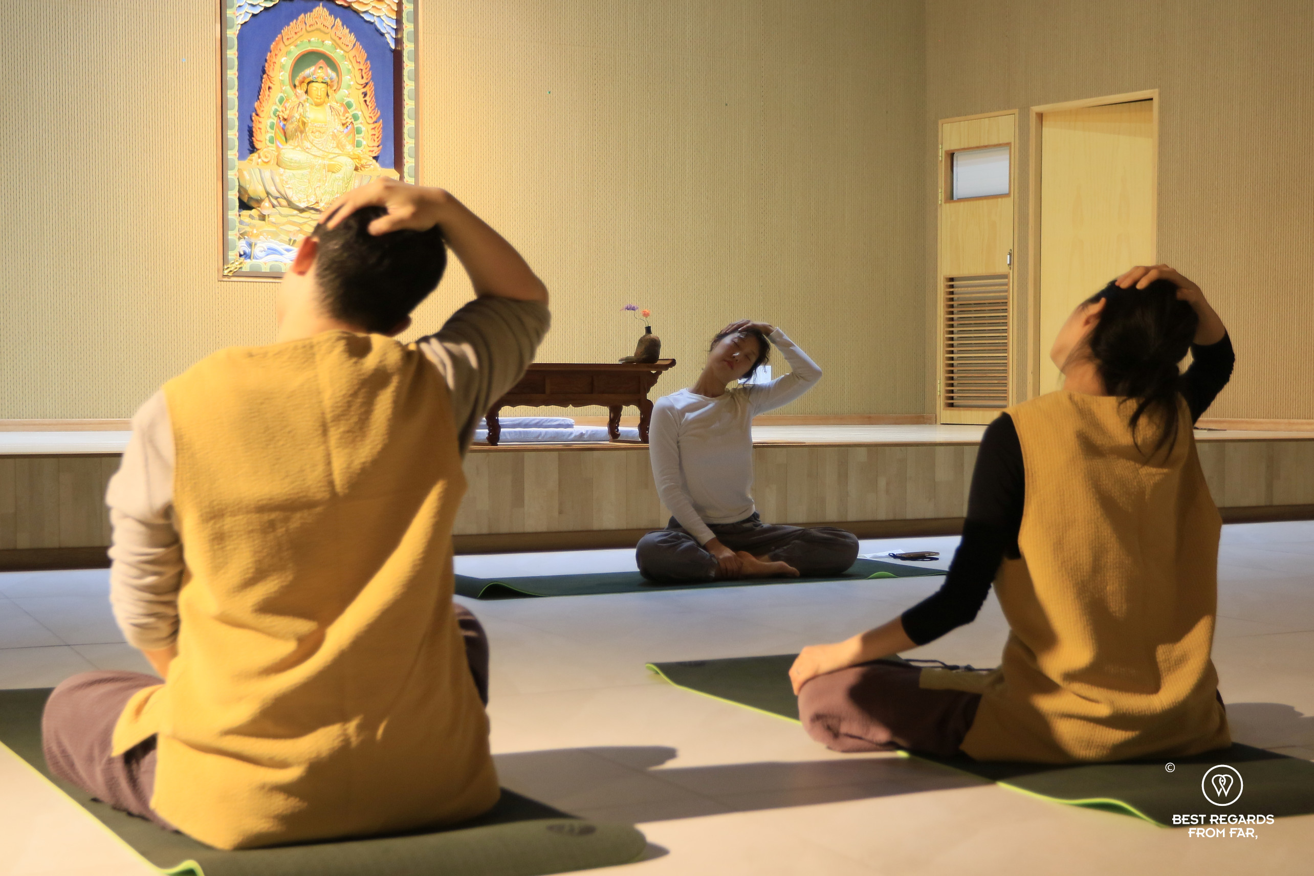 Yoga session during the Naksansa temple stay.
