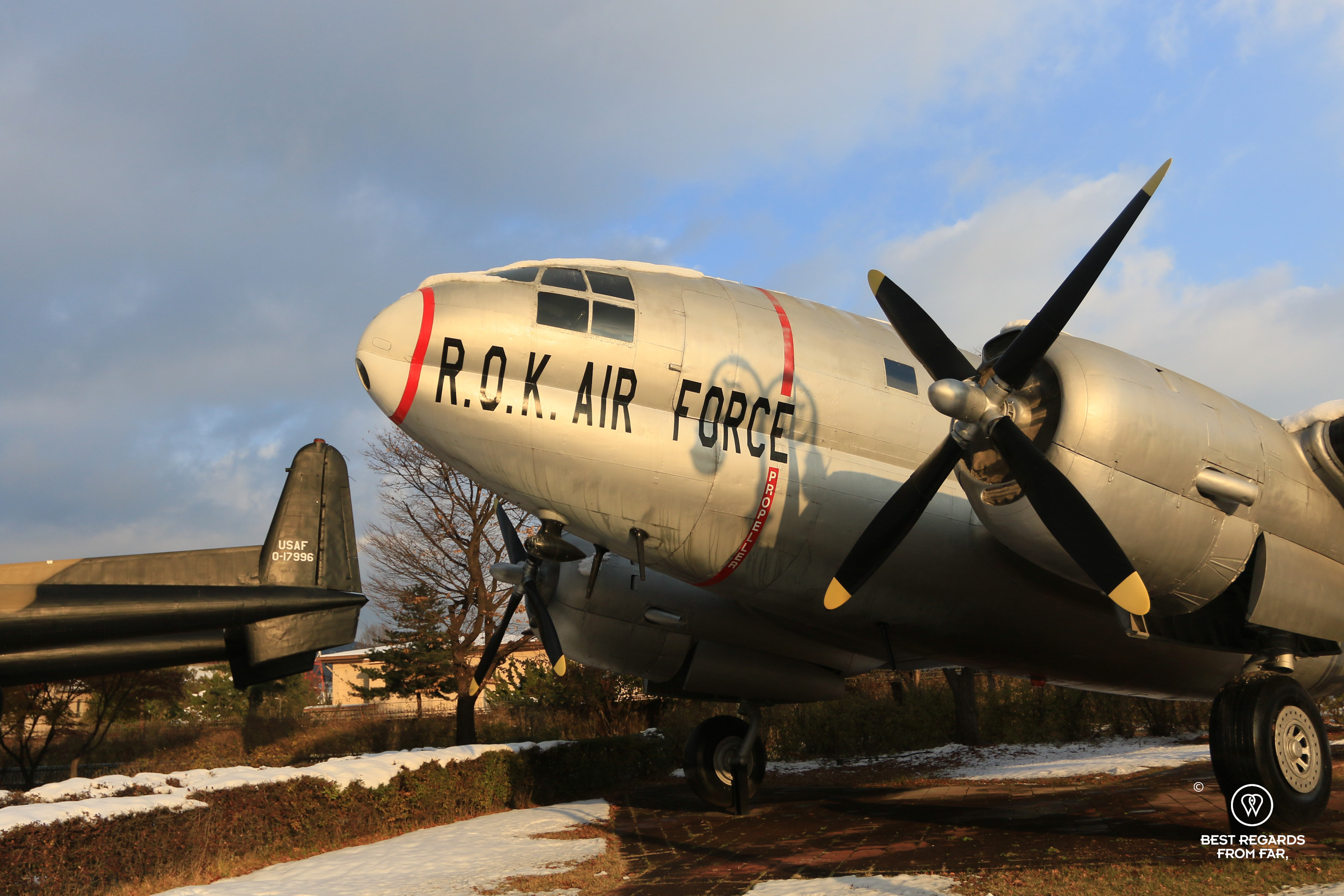 Military R.O.K. airplane at the Korean War Memorial in Seoul.