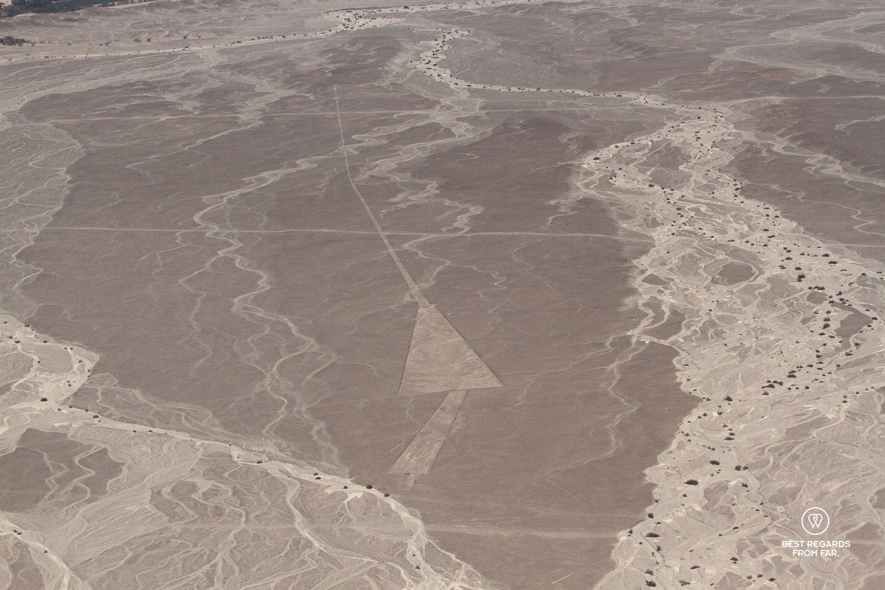 Geometric figures, Nazca Lines seen from the sky.