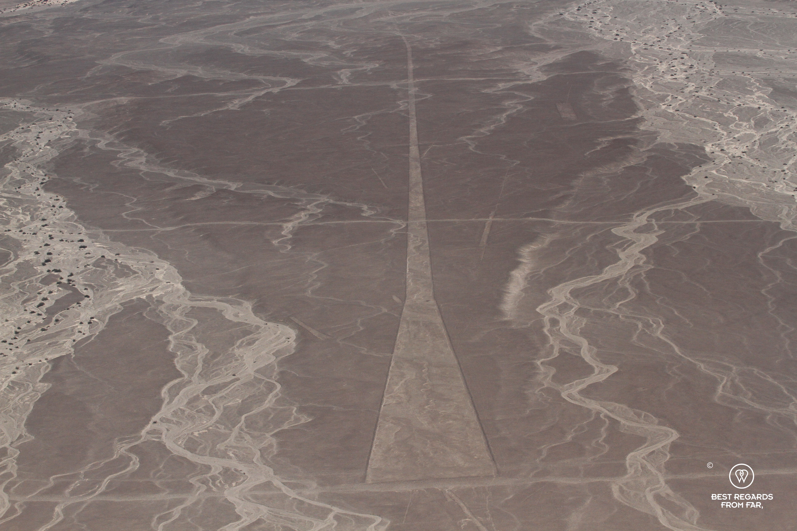 Geometric figures, Nazca Lines seen from the sky.
