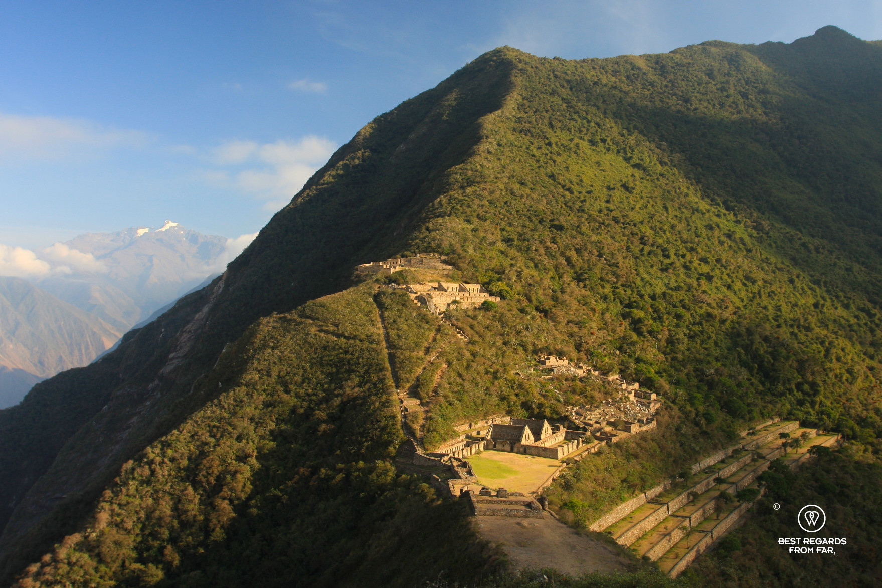 View on Choquequirao at sunset.