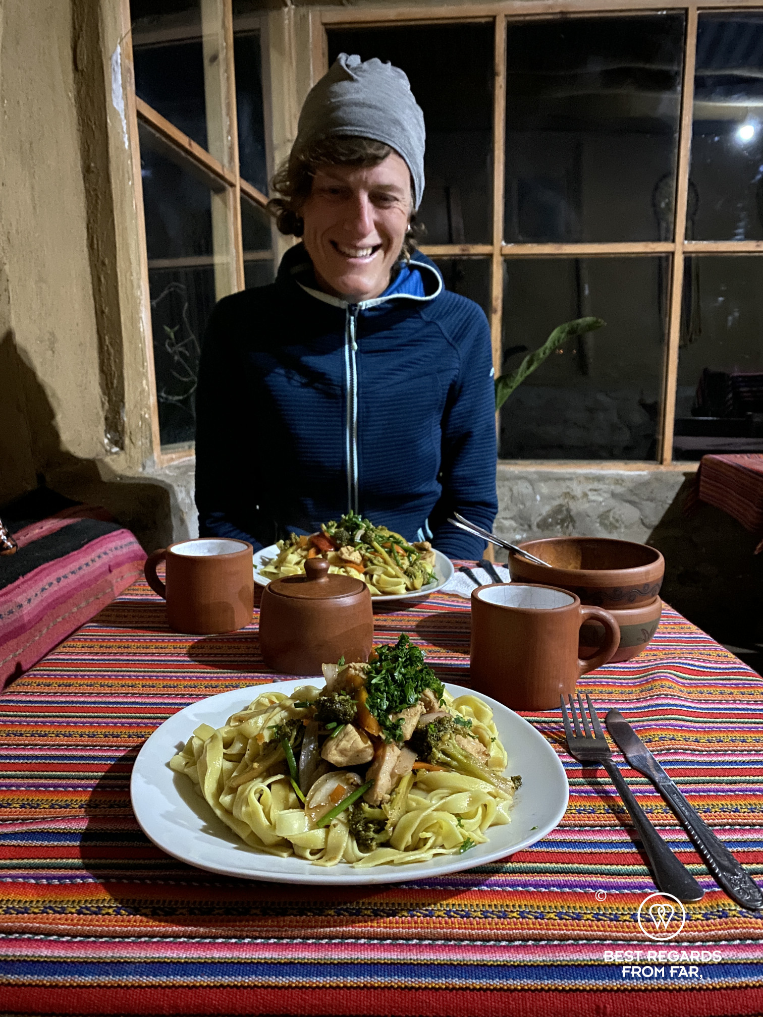 Dinner at the Refugio Choquequirao in Marampata.