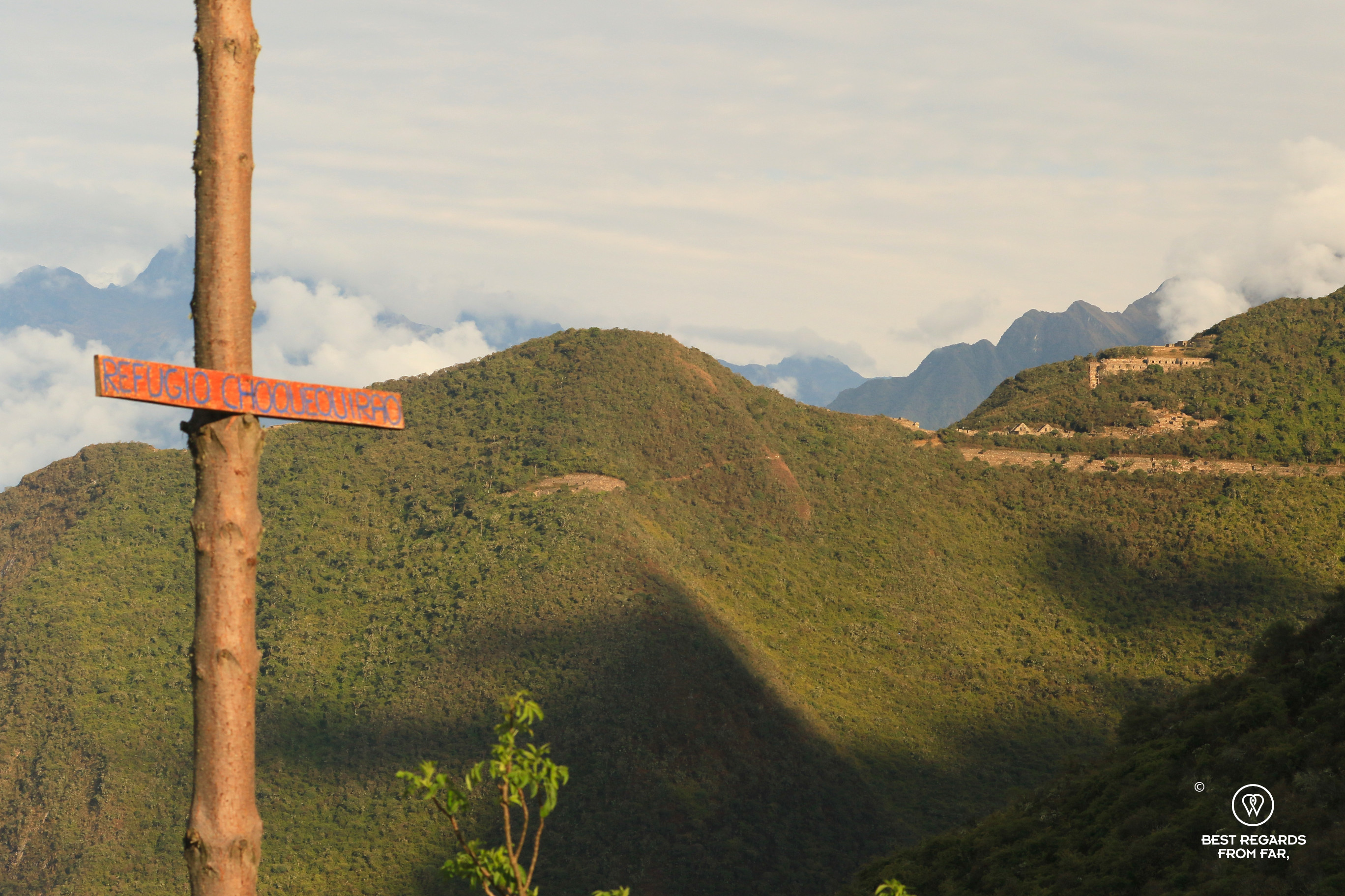 View on Choquequirao from the Refugio Choquequirao in Marampata.