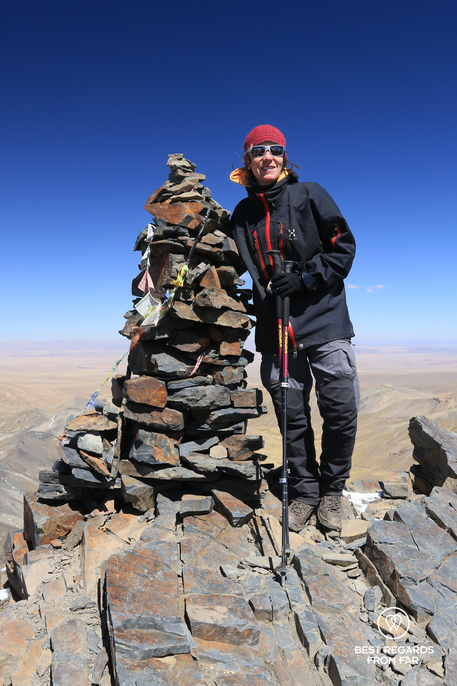 Photographer Claire Lessiau atop Pico Austria.
