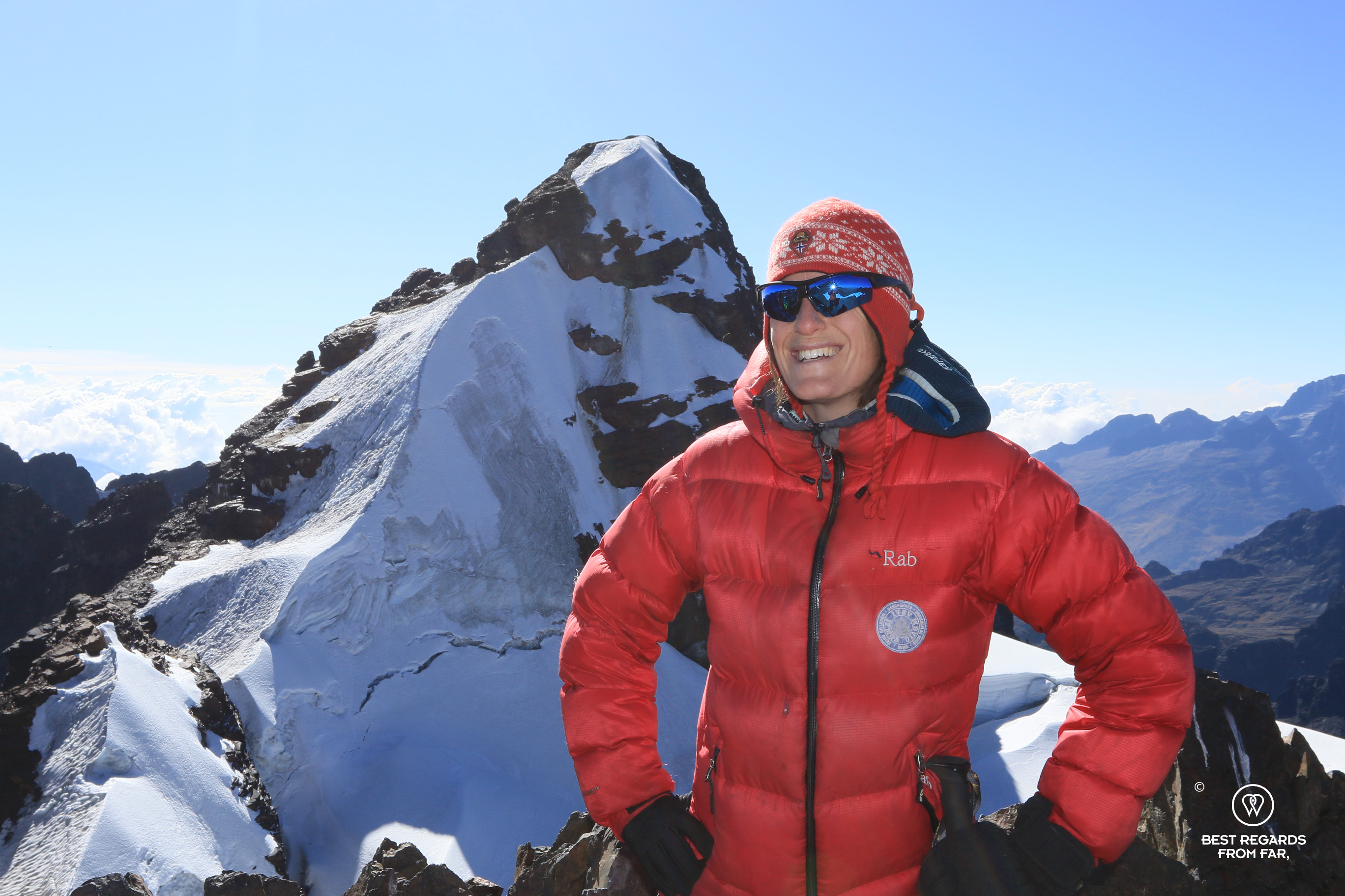 Author Marcella van Alphen atop Tarija summit.