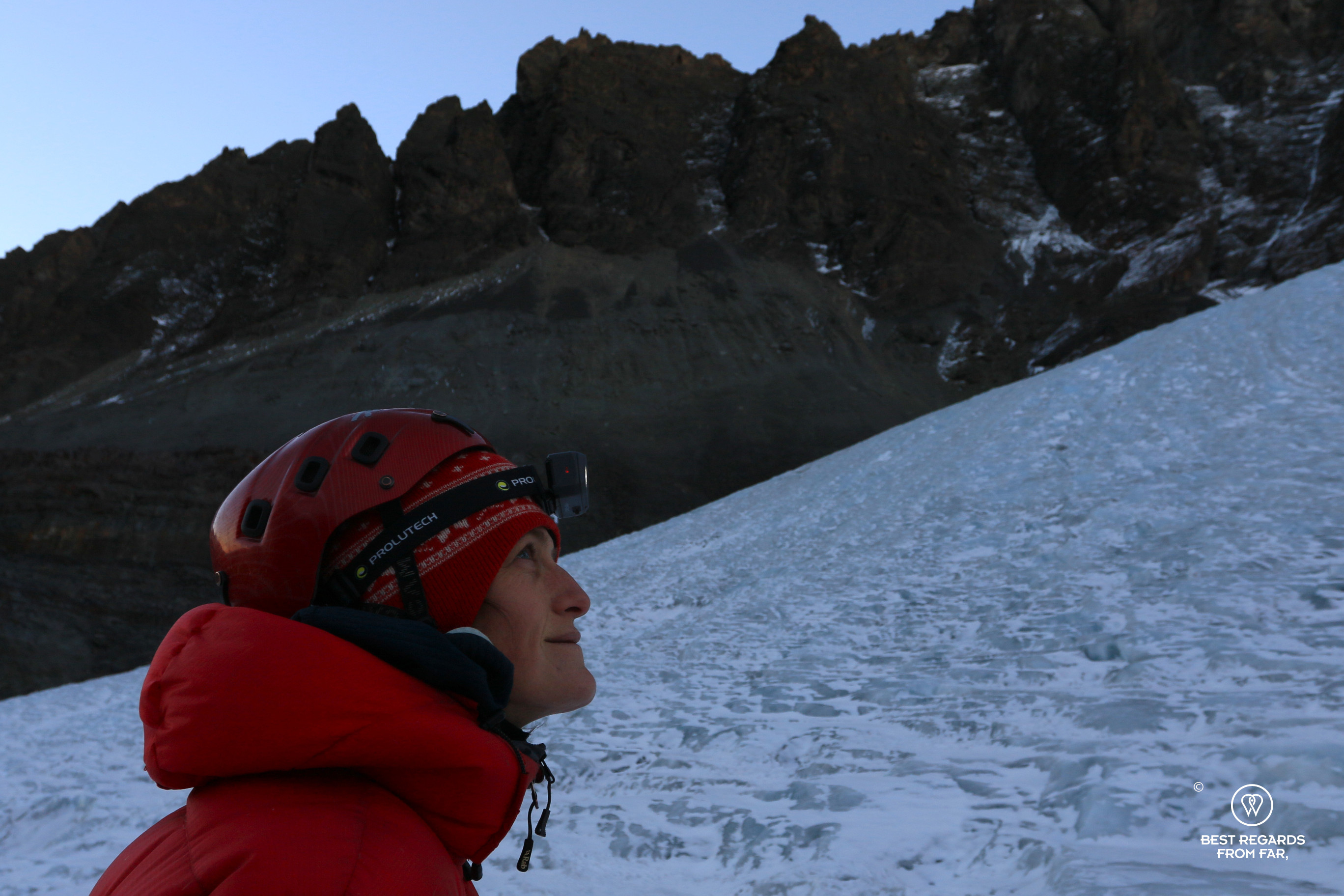 On the glacier of Tarija Peak in the Cordillera Real.