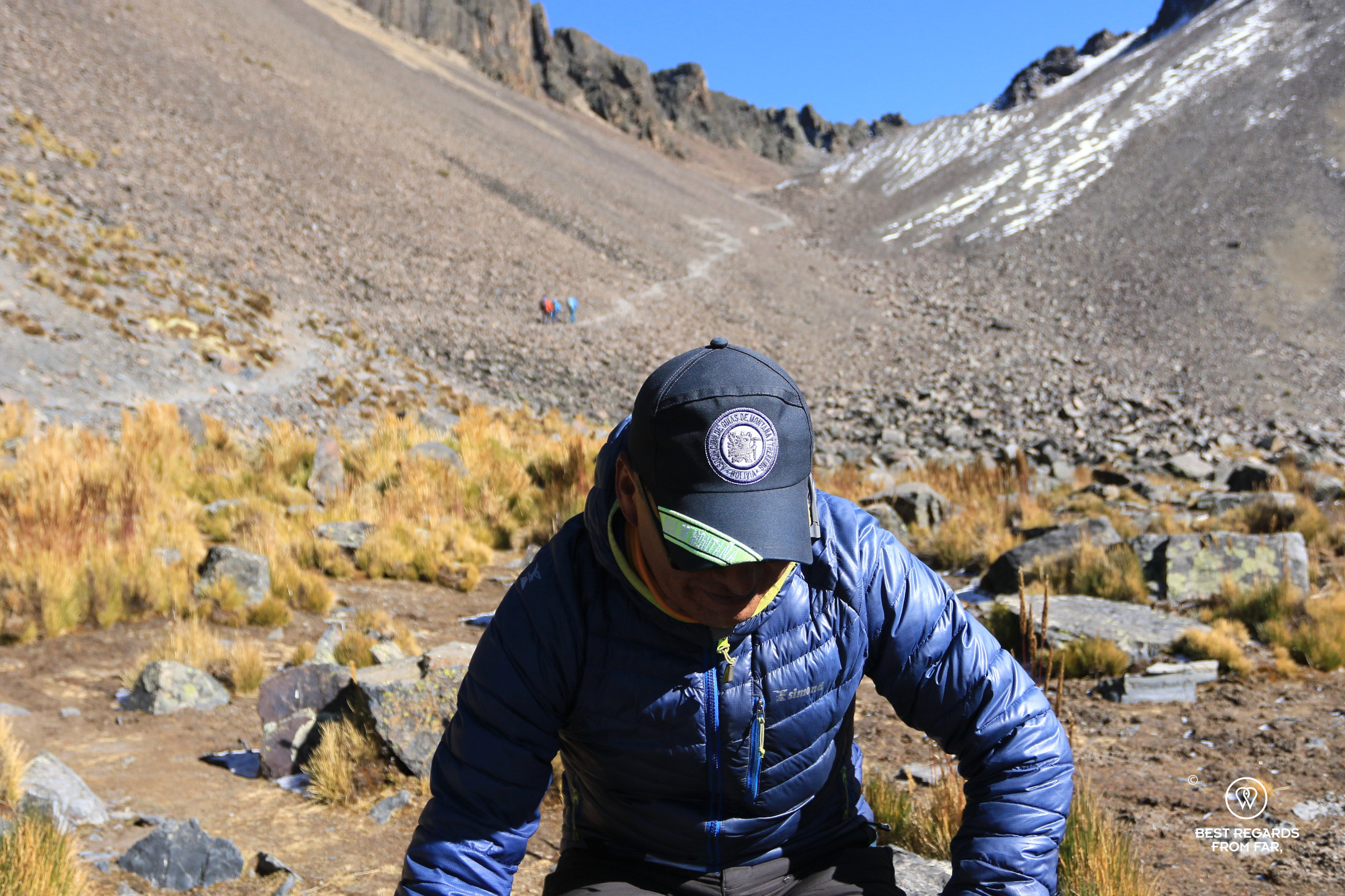 Trekking to Pico Austria with high-mountain guide Nolberto Soliz.