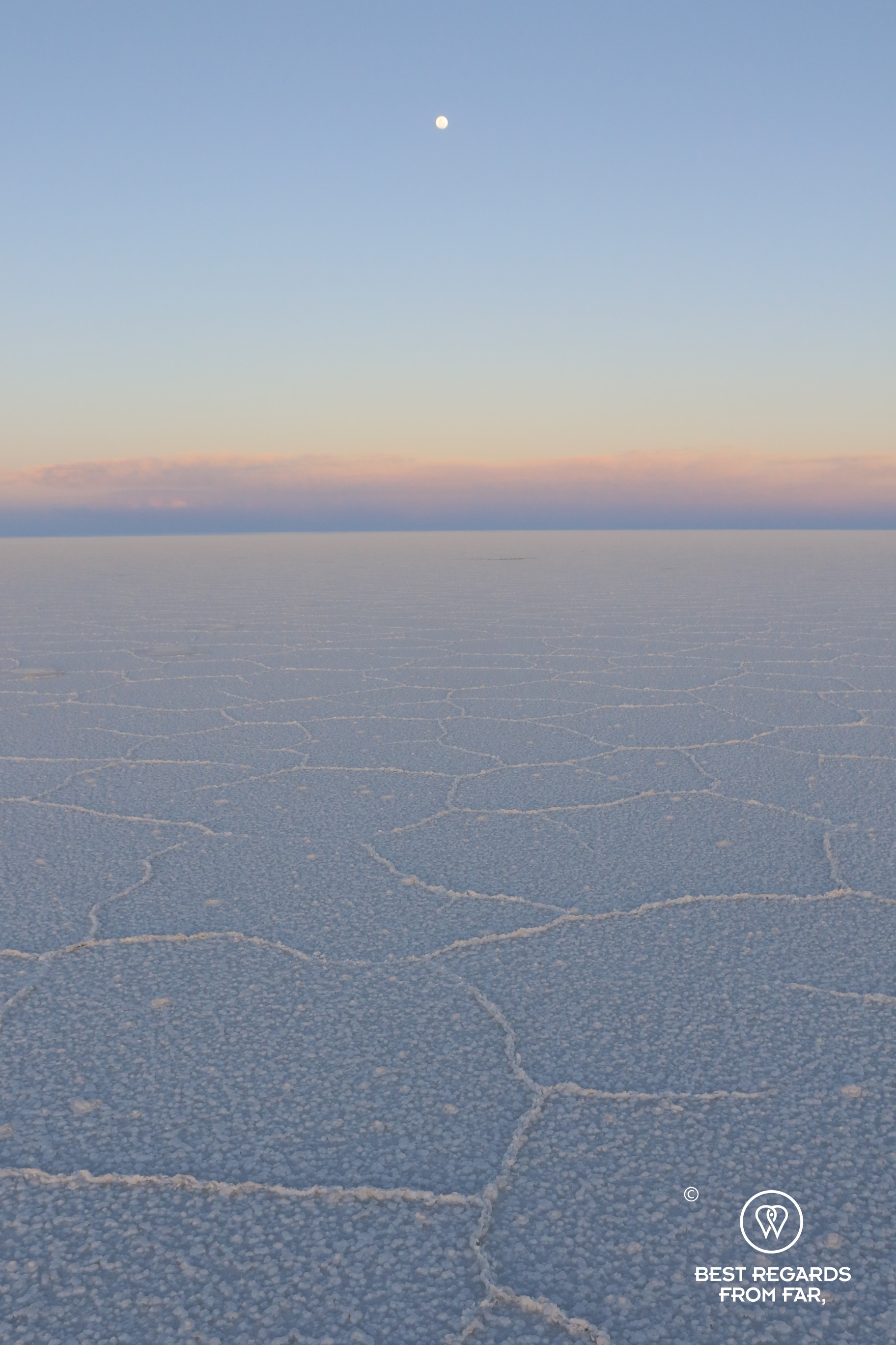 Moonrise over the Salar de Uyuni.