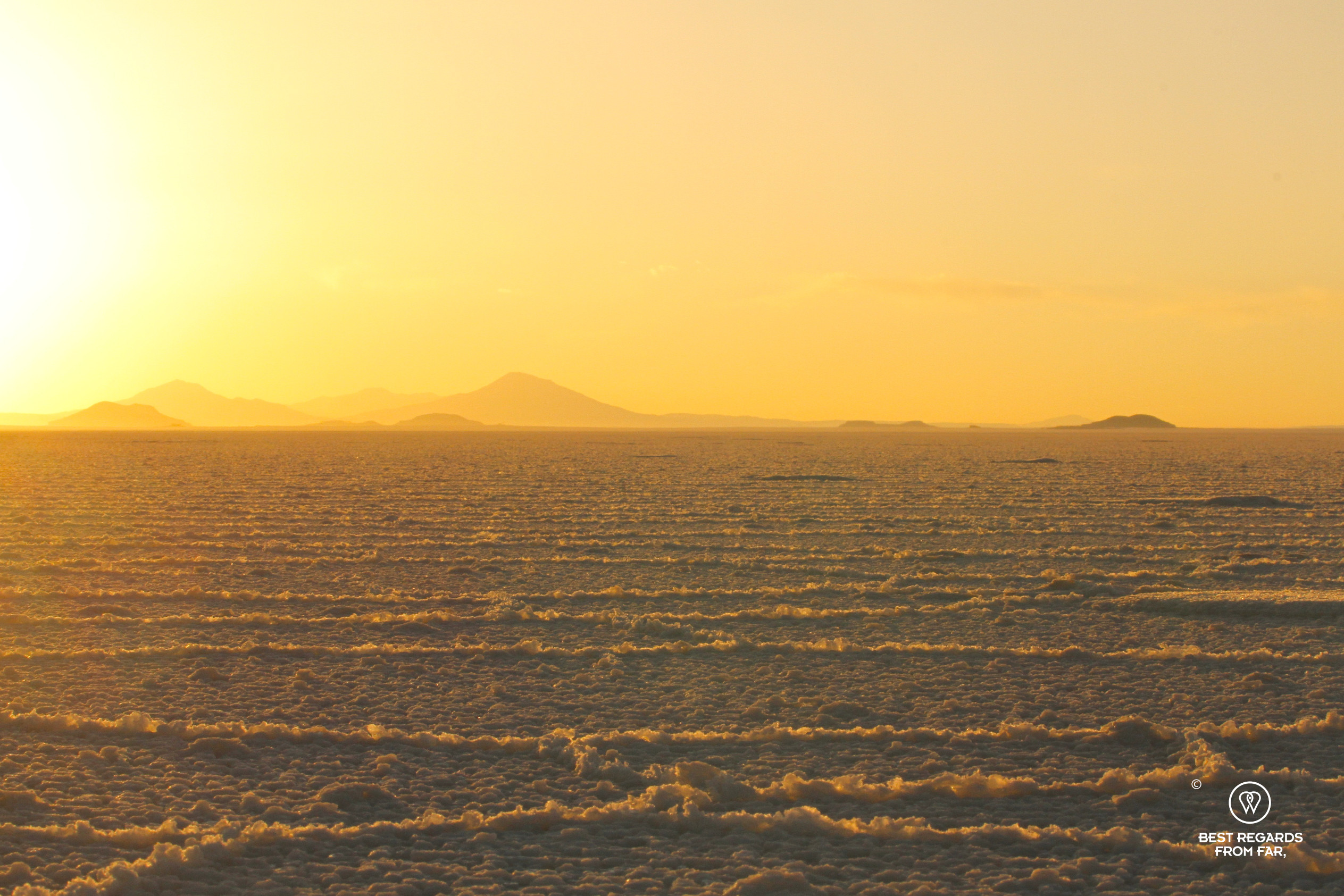 Sunset over the Salar de Uyuni.
