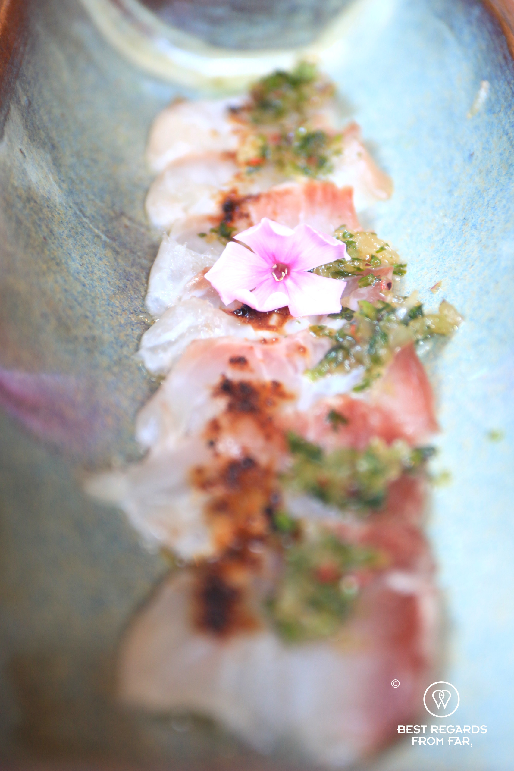 Close up of the linefish sashimi at Nikkei Restaurant in Cape Town.