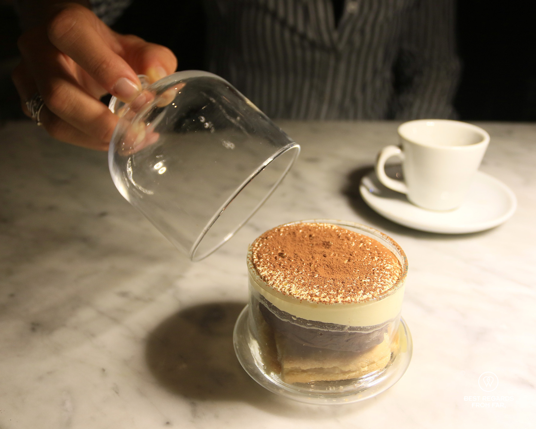 The tiramisu with an espresso at Scala restaurant in Cape Town.