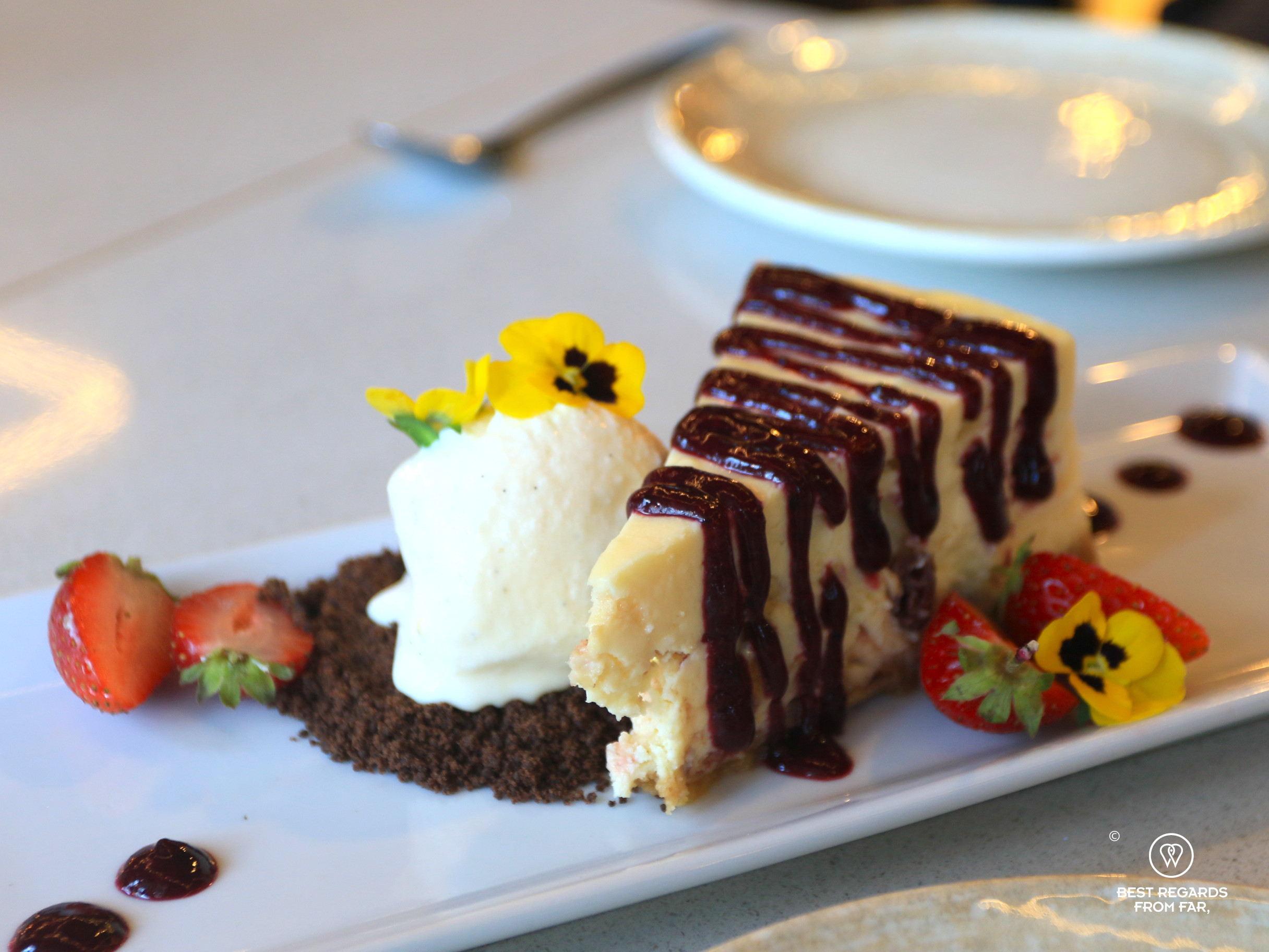 The famous cheesecake of Therapy restaurant in Cape Town.