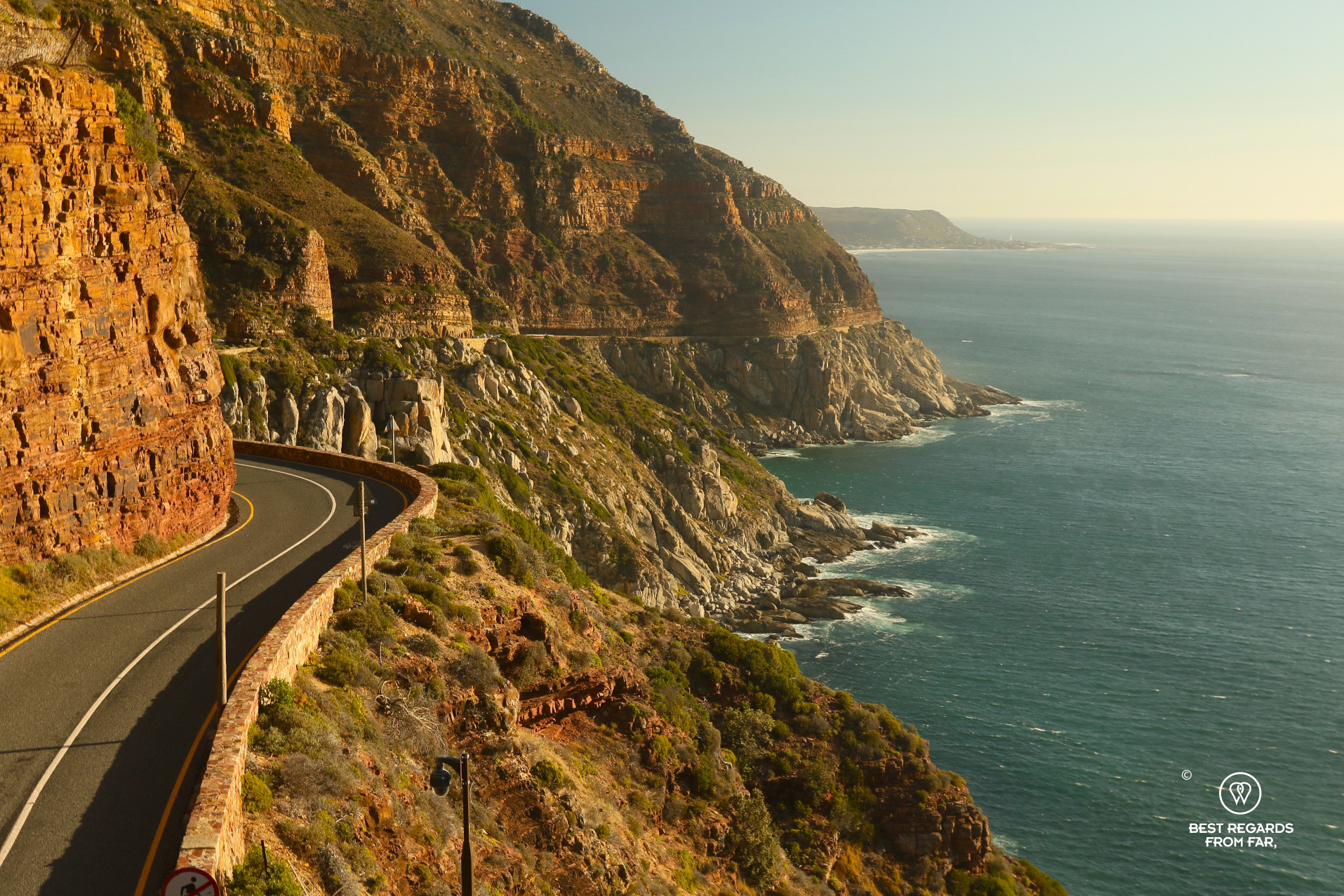 Chapman's Peak drive at sunset.