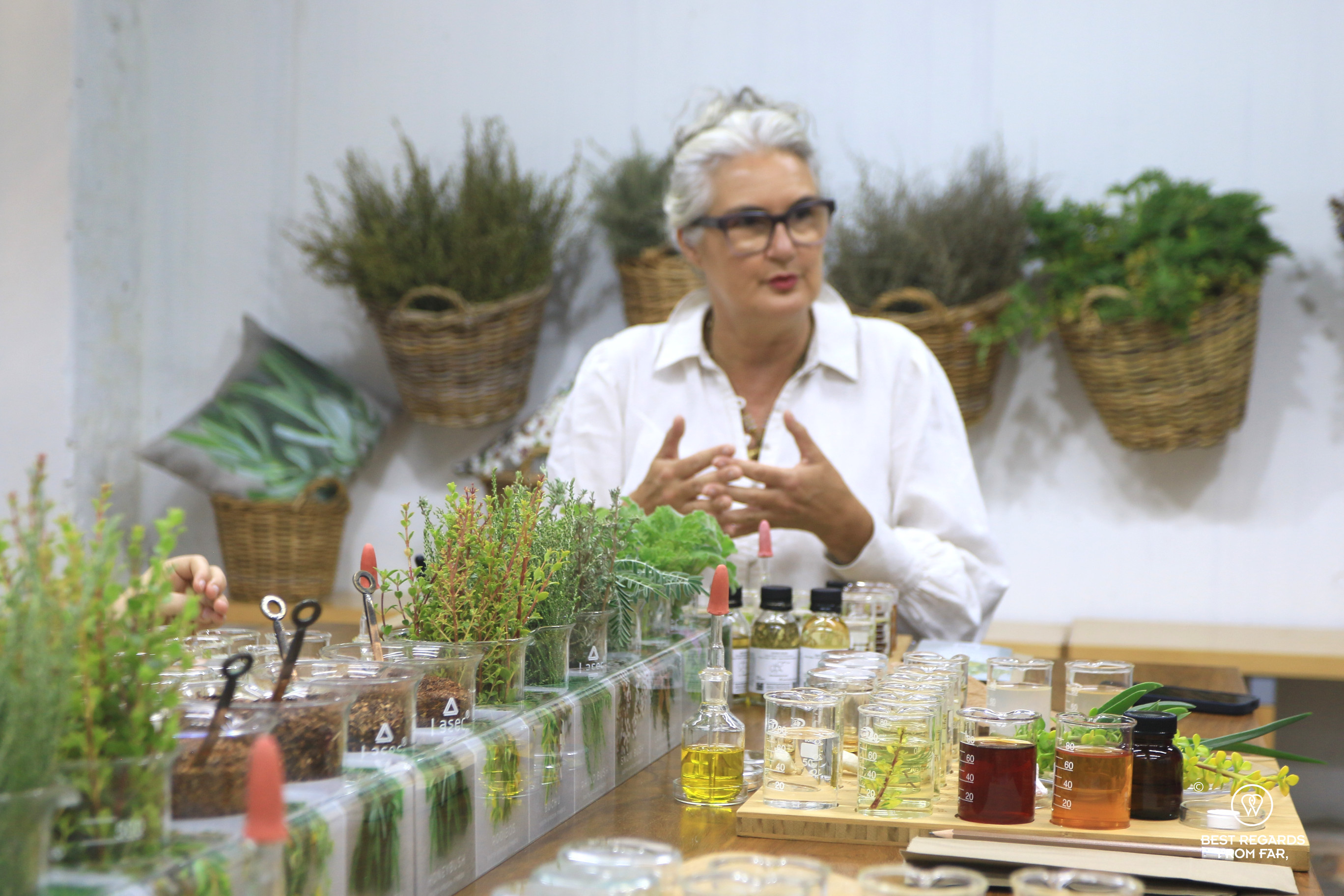 Giselle Courtney teaching the workshop at Cape Town Fynbos Experience.