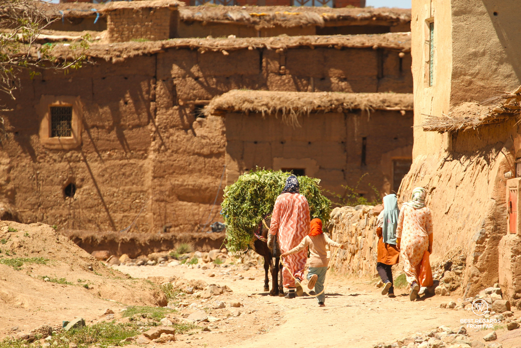 Women coming back from the fields in the Happy Valley in Morocco.