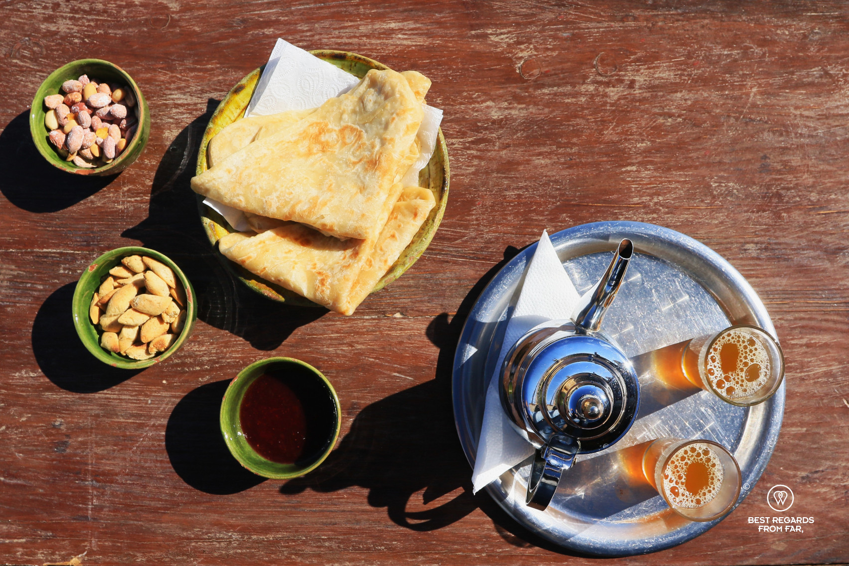 Moroccan welcome tea and bread.